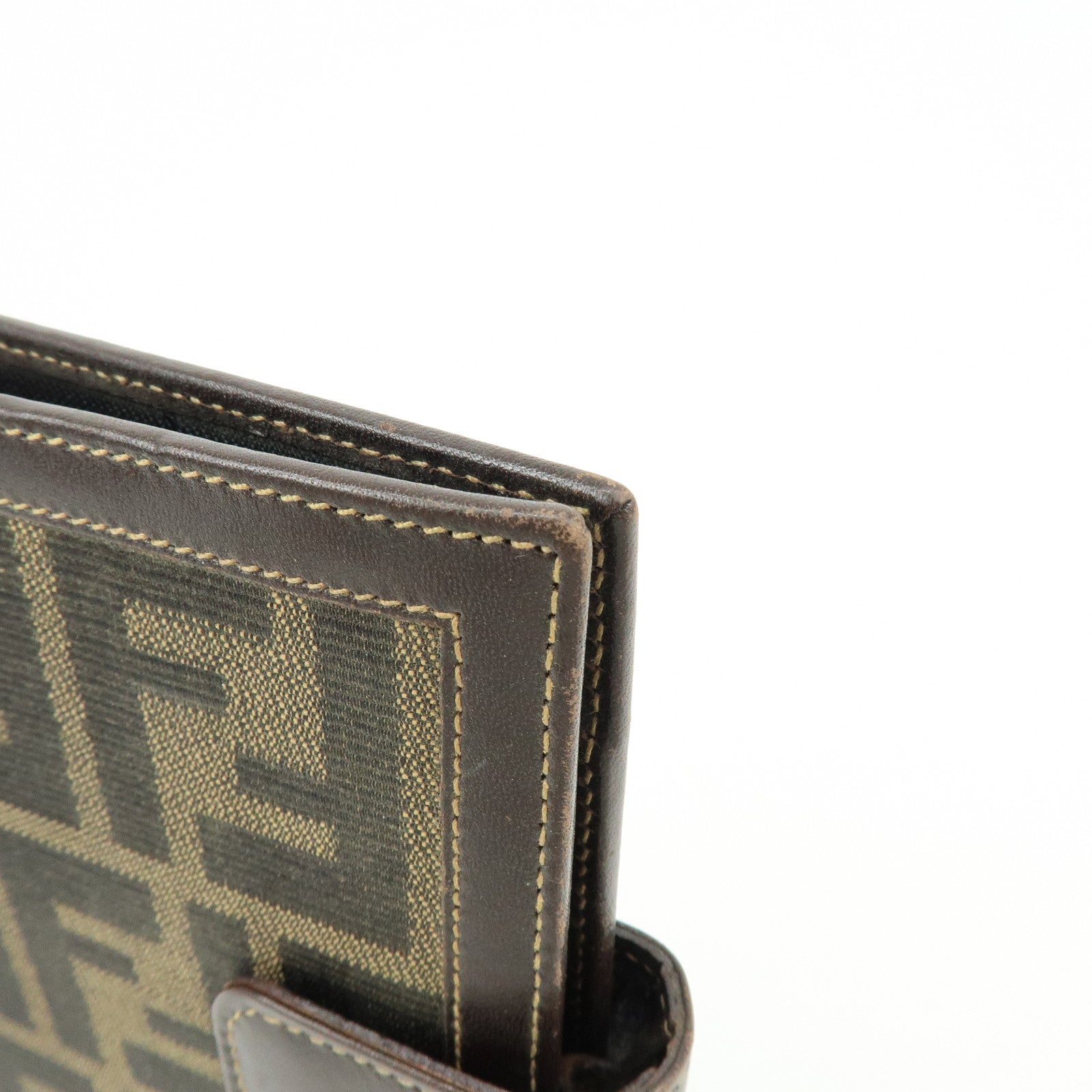 FENDI Zucca Canvas Leather Agenda Planner Cover Brown Black 30153