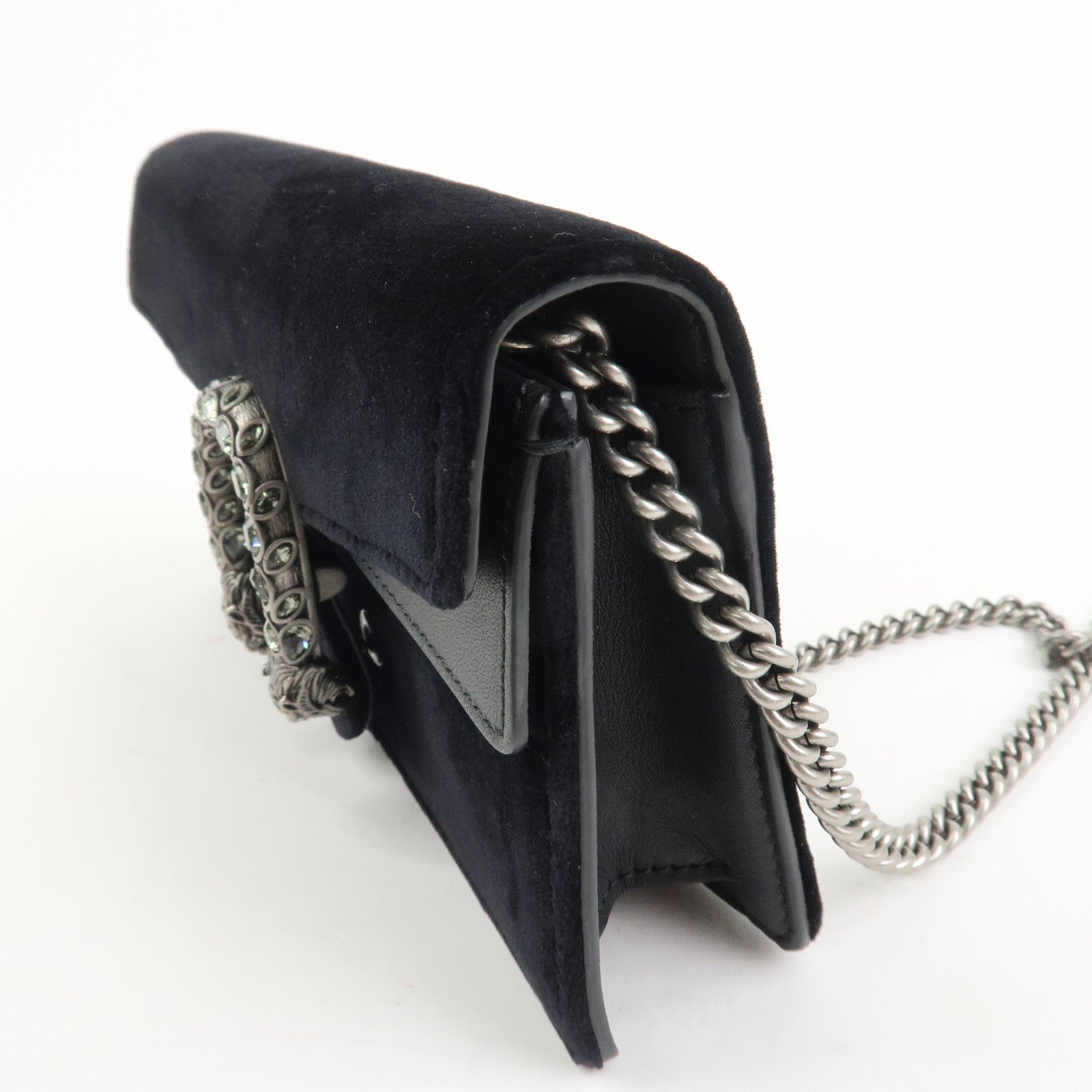 GUCCI Dionysus Super Mini Bag Velvet Chain Shoulder Bag Black476432