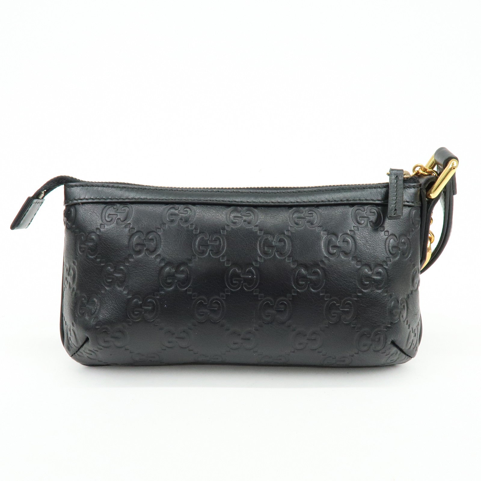 GUCCI Bamboo Guccissima Leather Clutch Bag Pouch Black 159913