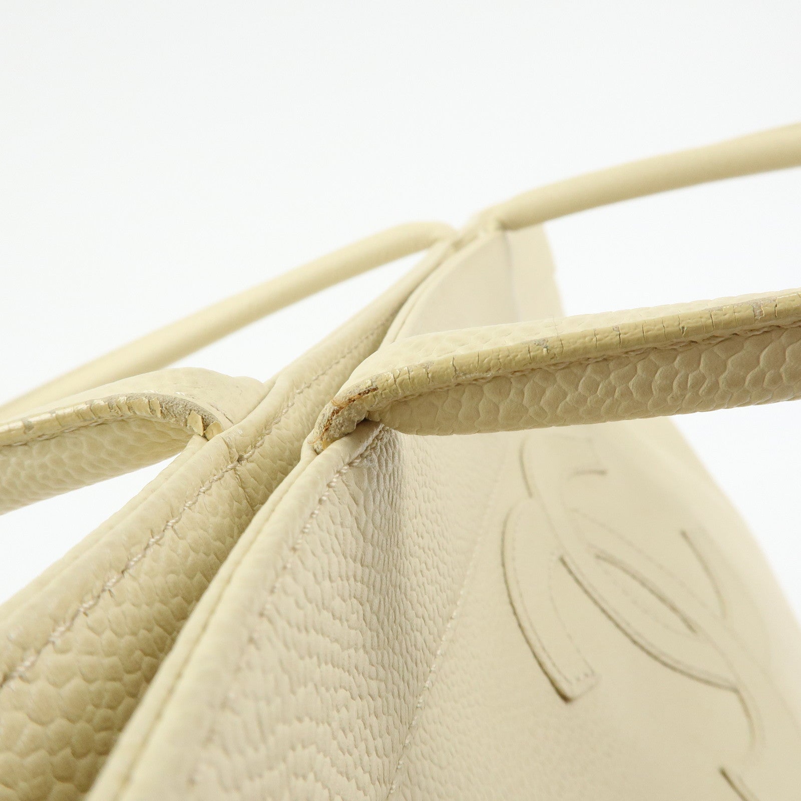 CHANEL COCO Mark Caviarskin Shoulder Bag Tote Bag Ivory