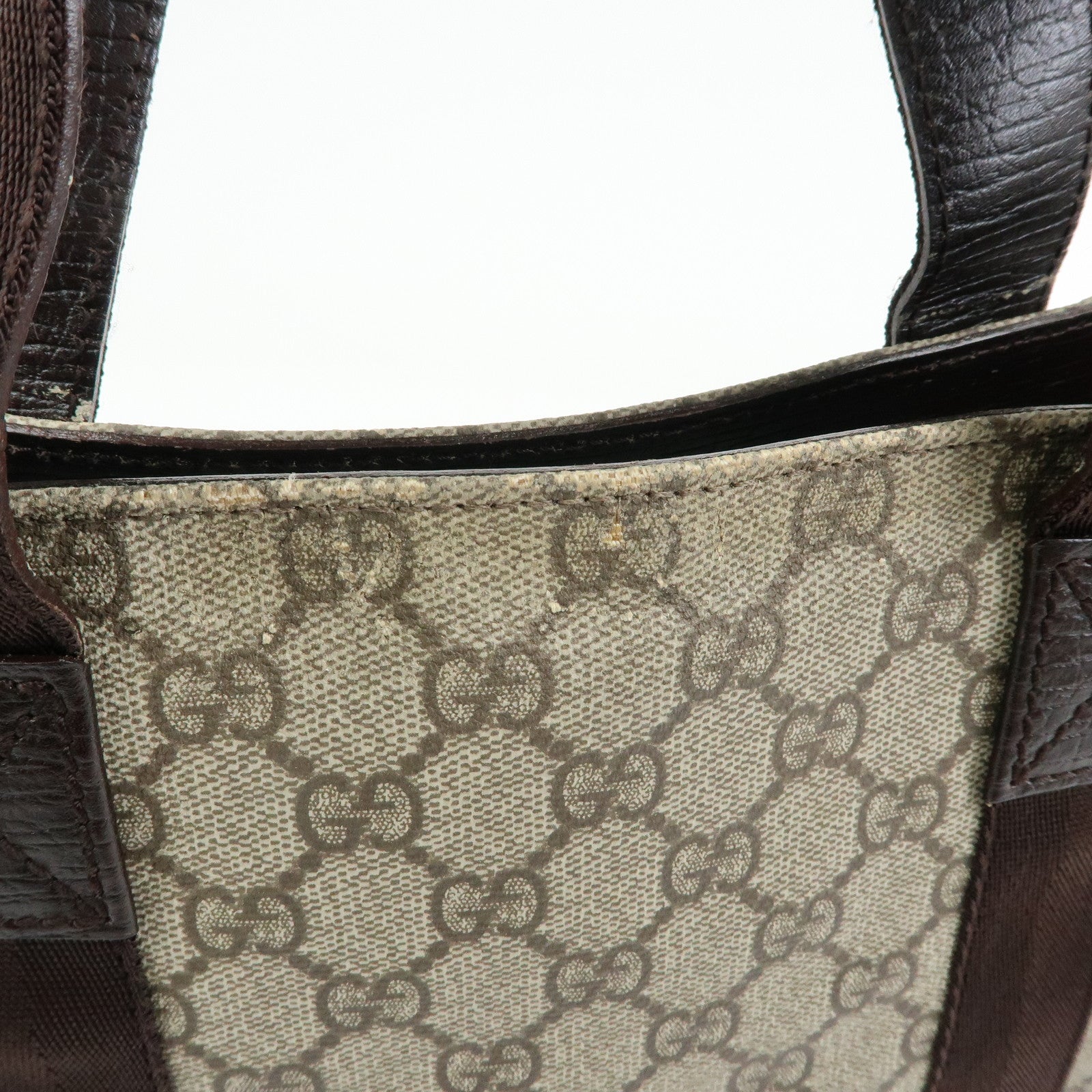 GUCCI GG Supreme Leather Tote Bag Hand Bag Beige Brown 141976