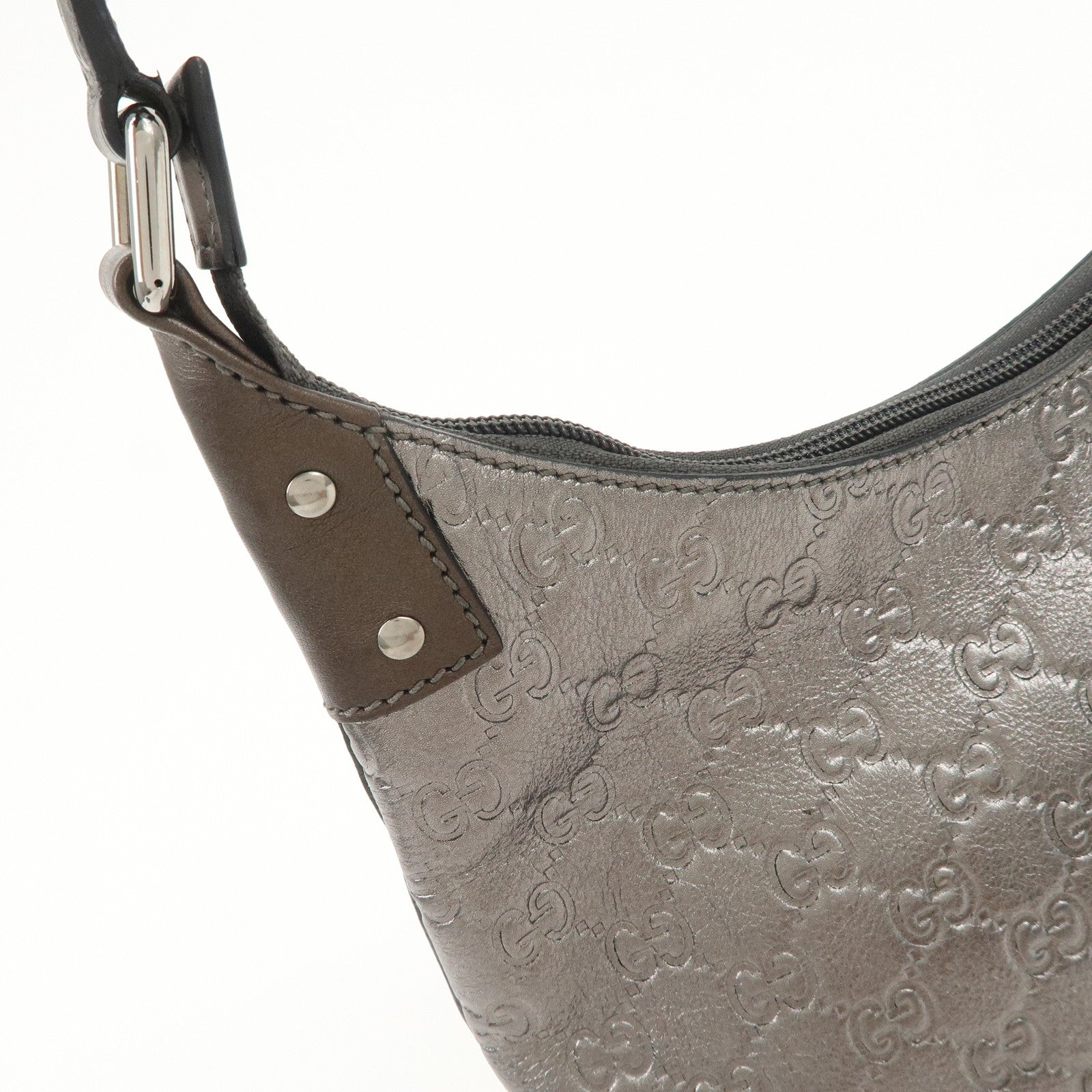 GUCCI Guccissima Leather Shoulder Bag Hand Bag Silver 240020