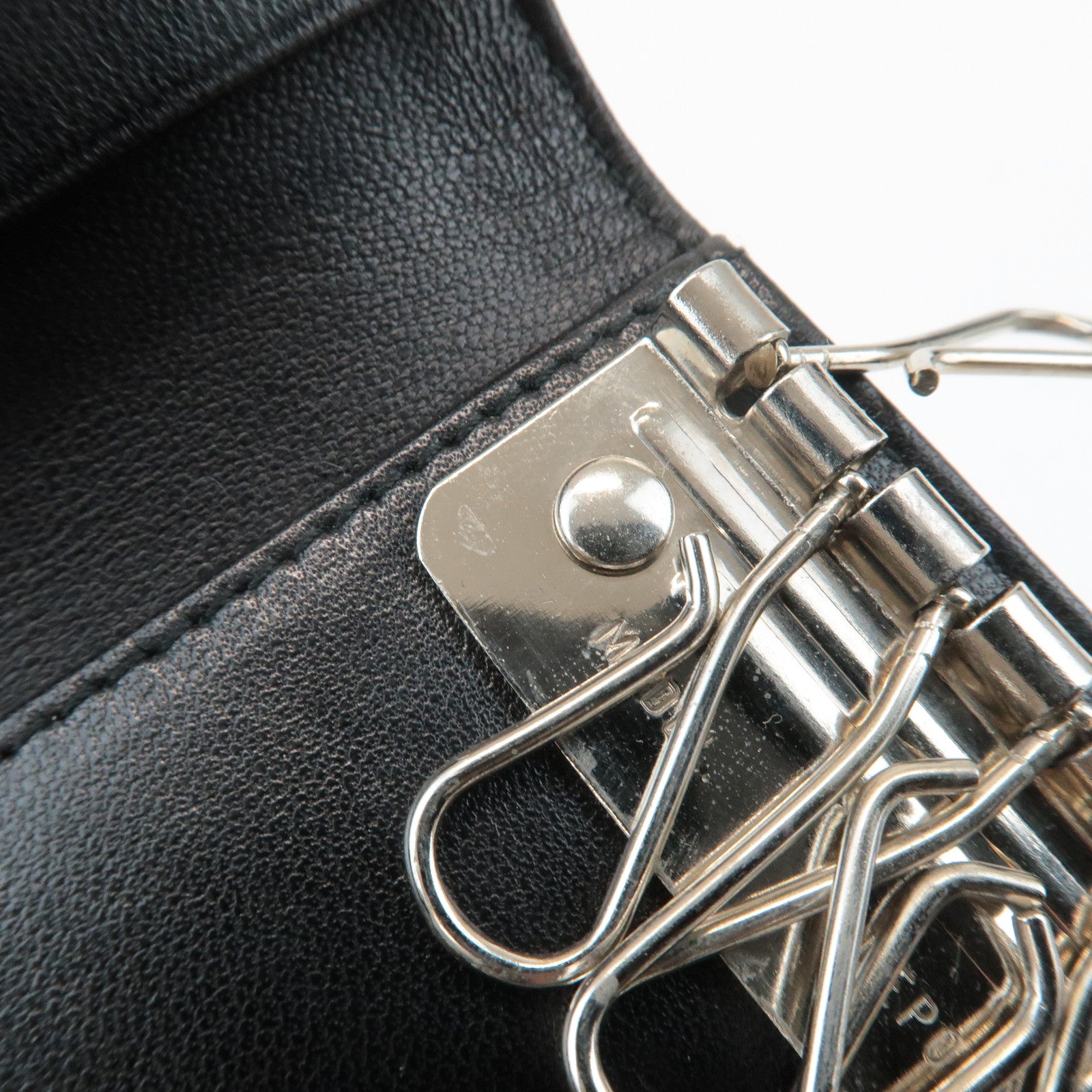 PRADA Triangle Logo Nylon 6 Key Case Key Holder Black M26X Used