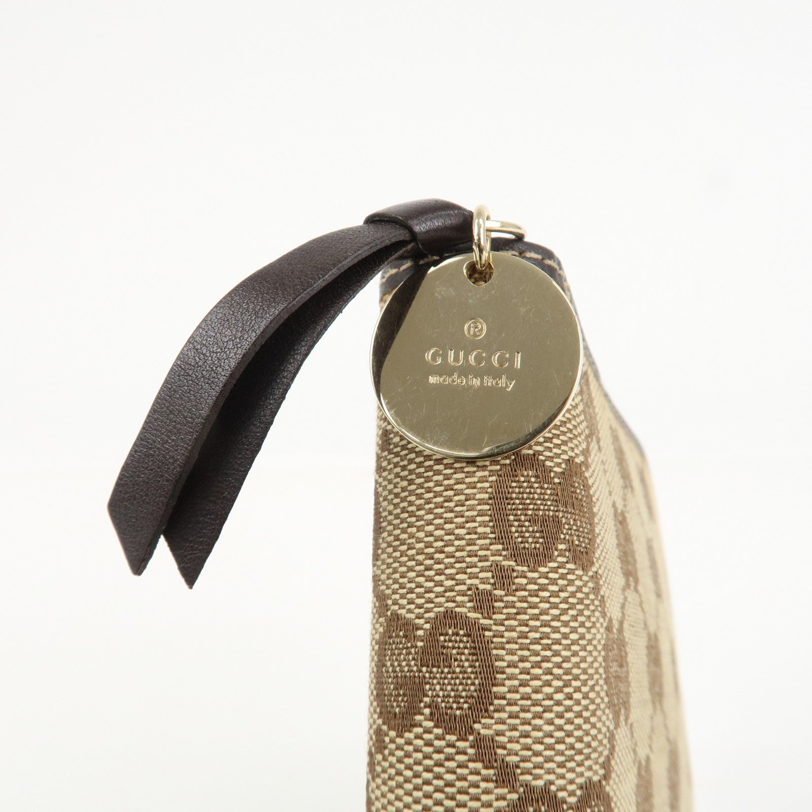 GUCCI GG Canvas Leather Planner Cover Brown Beige Gold HDW 233152 Used