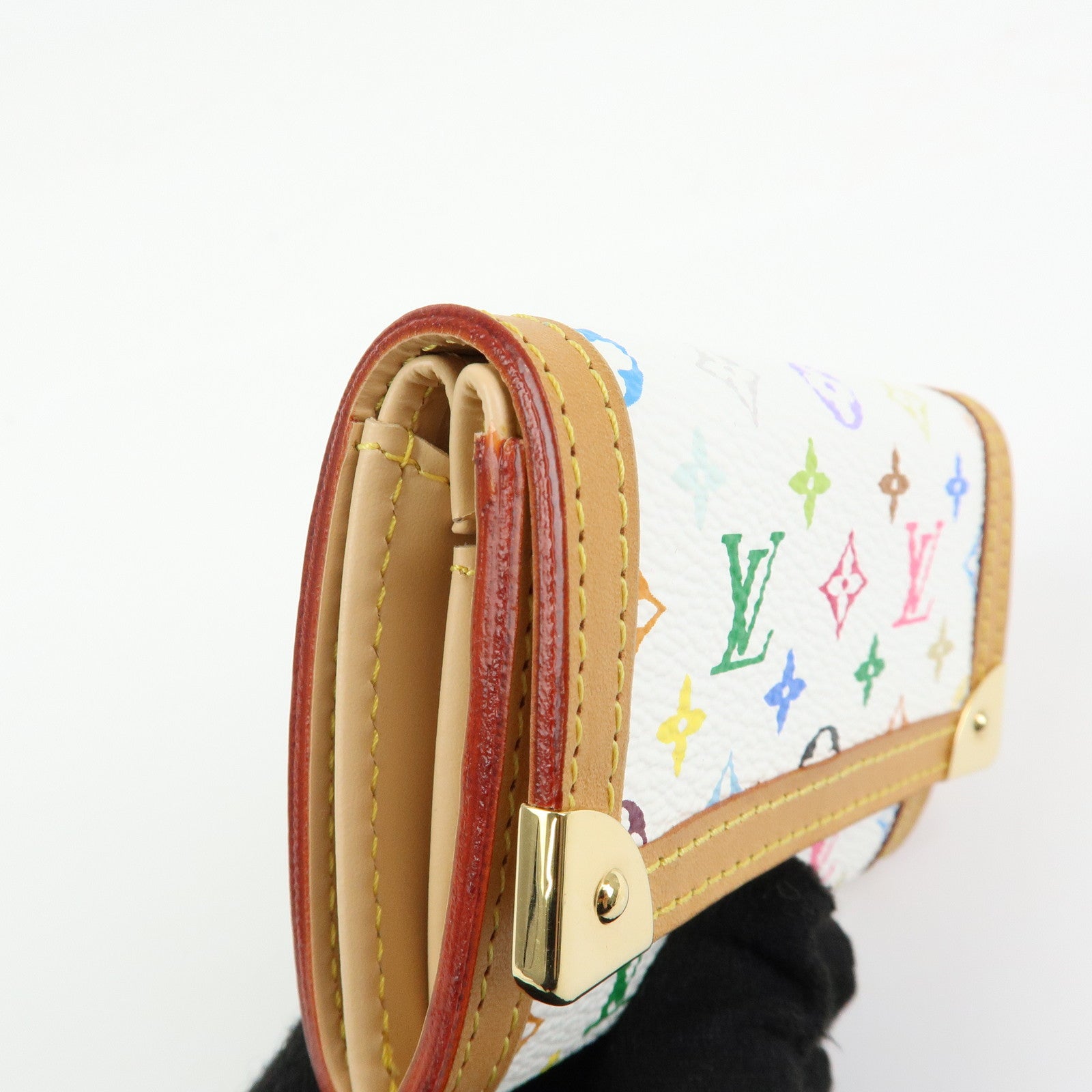 Louis Vuitton Monogram Porte Monnaie Plat Coin Case Blanc M92657