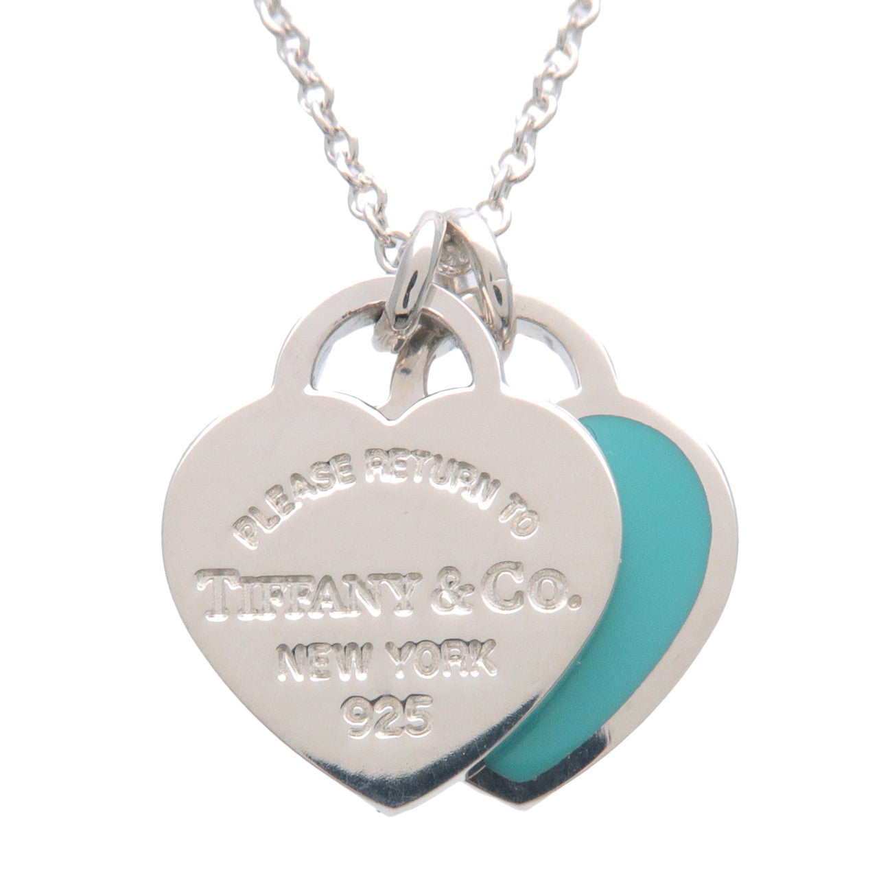 Tiffany & Co Return to Tiffany Mini Double Heart Tag Necklace SV925 Used