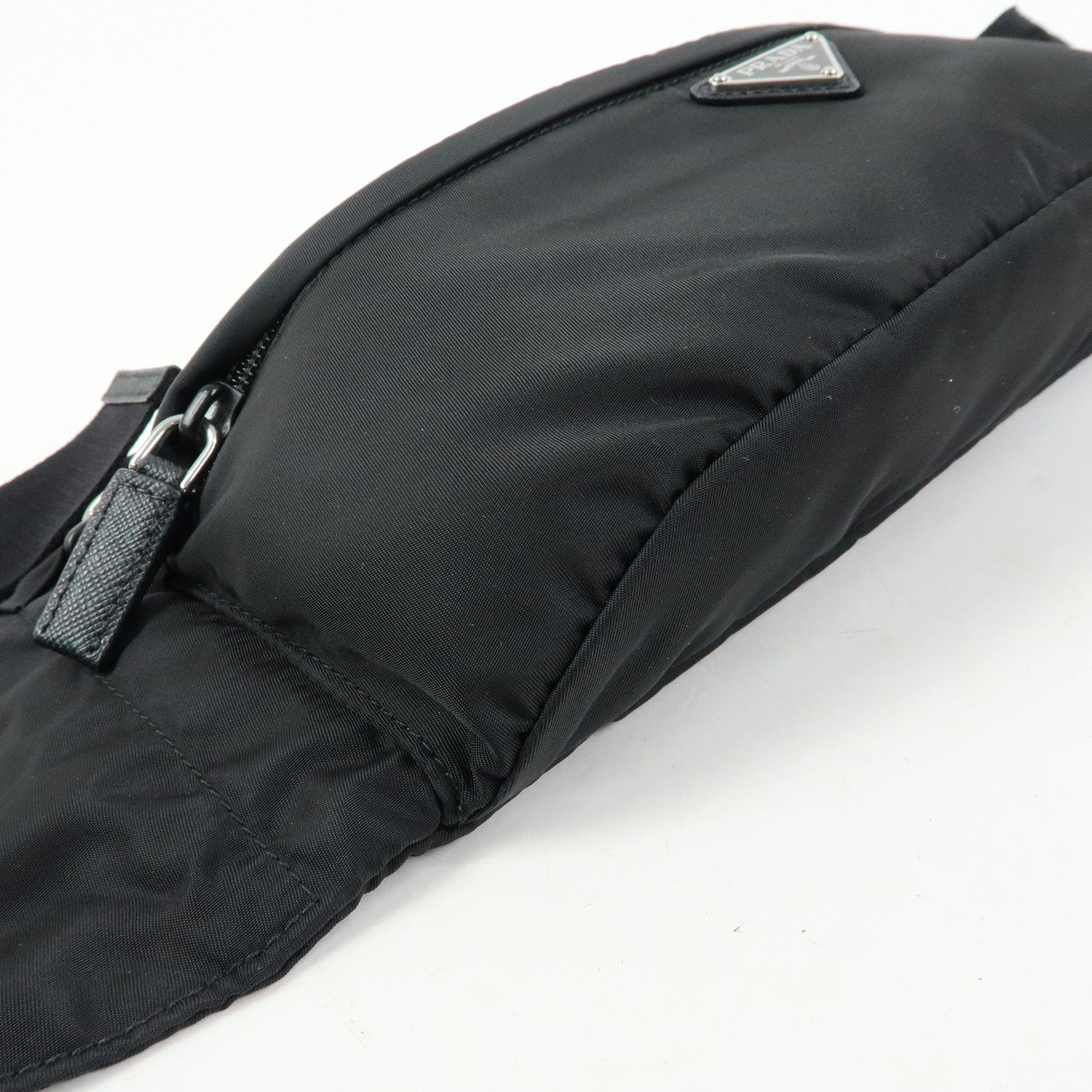 PRADA Triangle Logo Nylon Saffino Leather Waist Bag Body Bag 2VL132