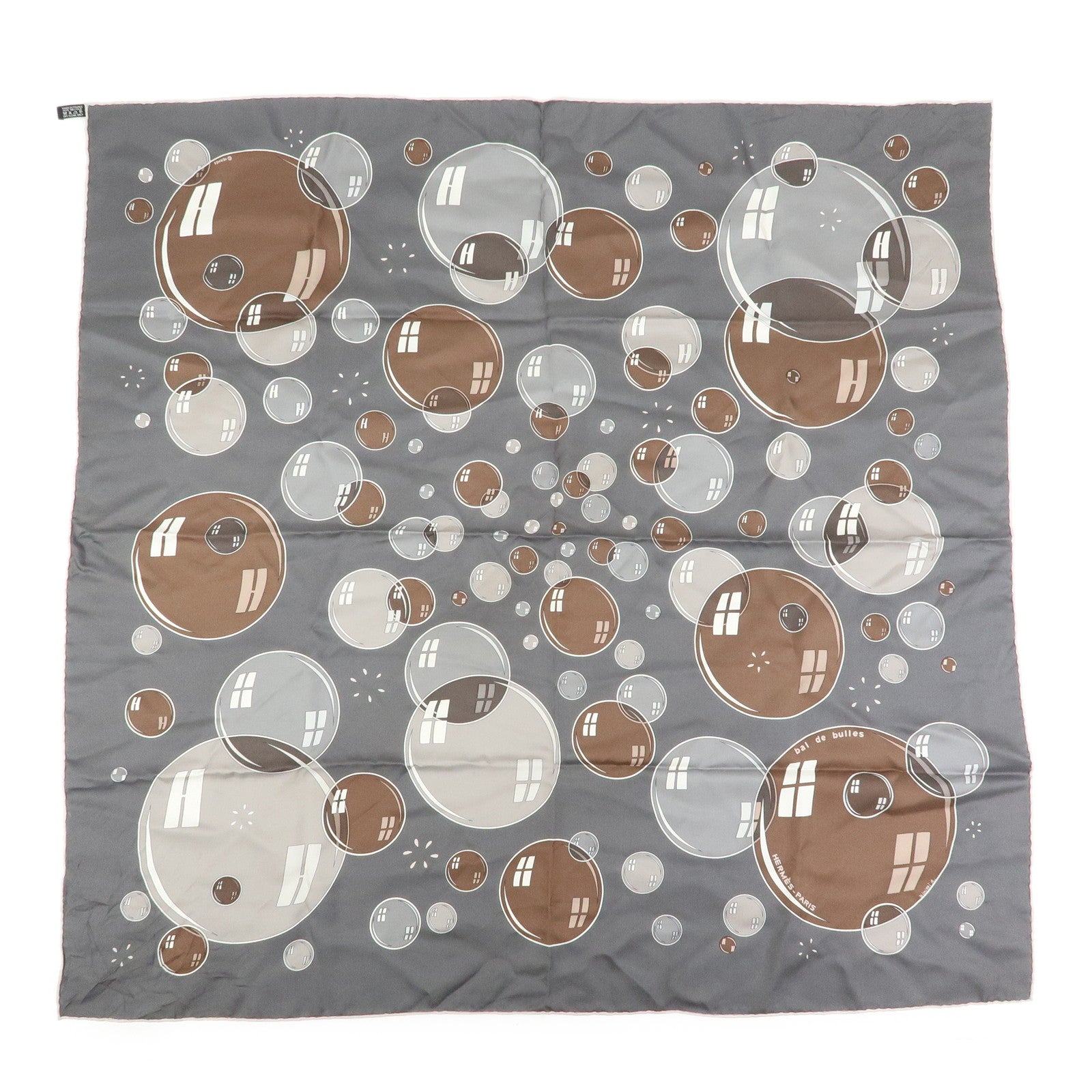 HERMES Carre 90 Silk 100% Scarf bal de bulles Soap Bubble Print