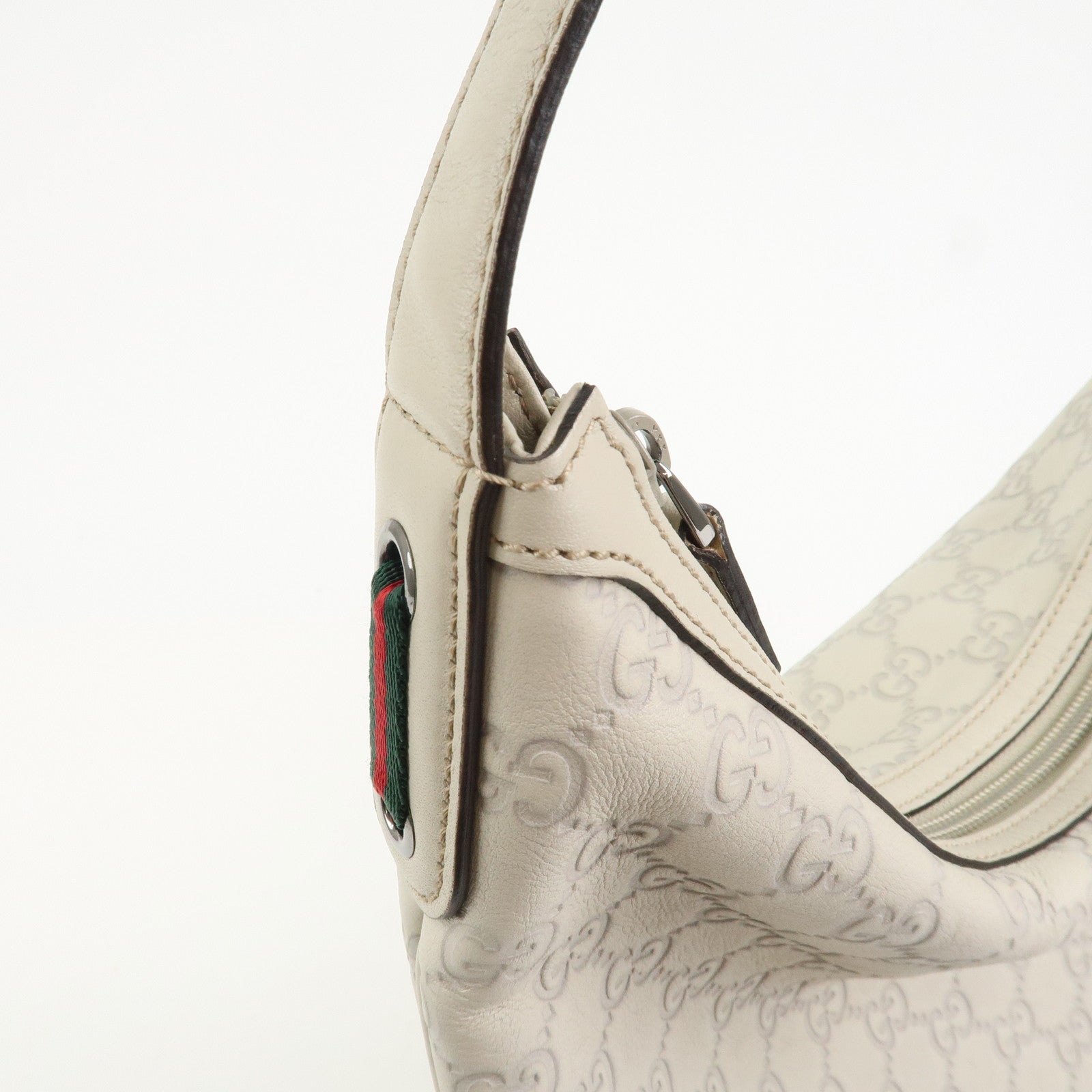 GUCCI Sherry Guccissima Leather Shoulder Bag Hand Bag Ivory 293596