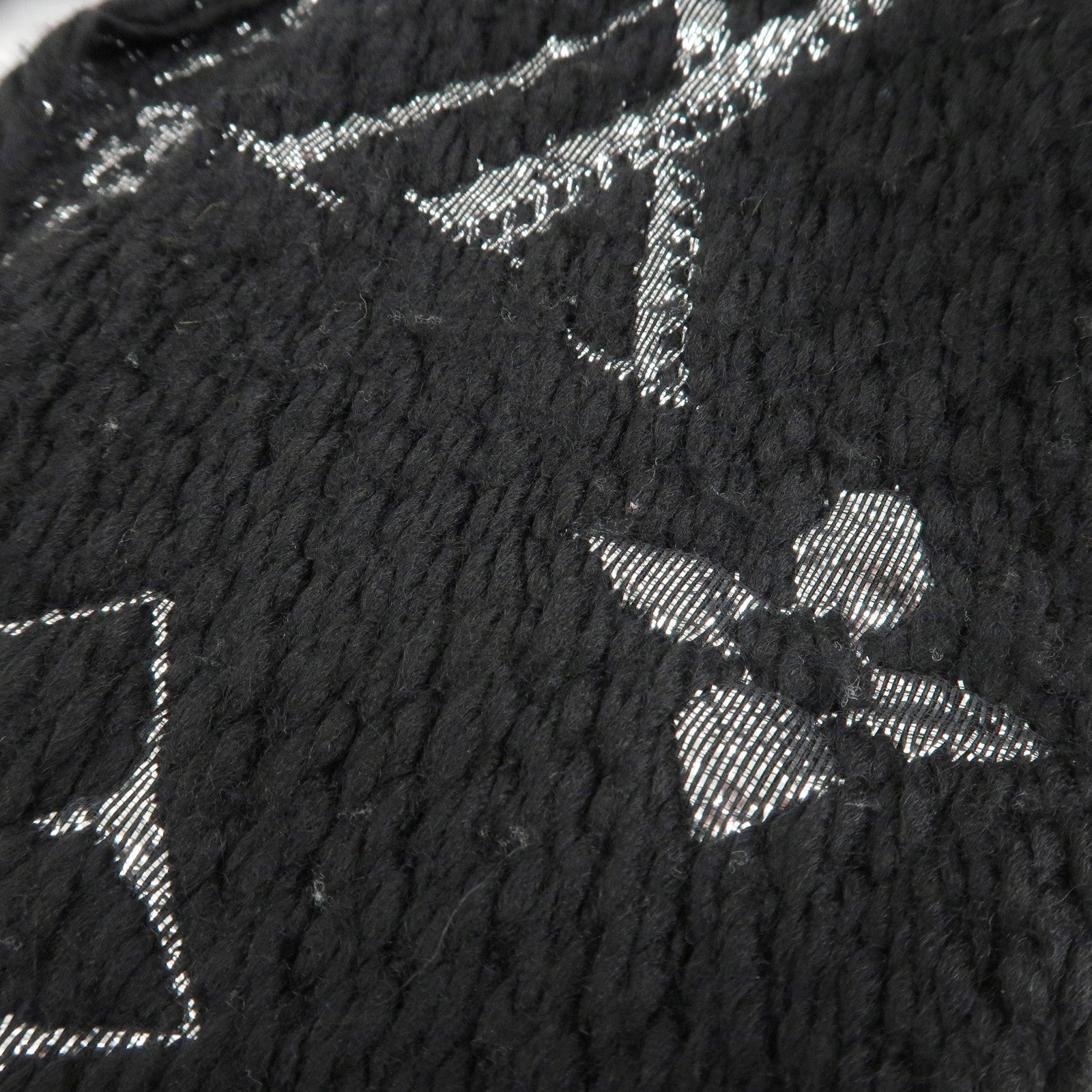 Louis Vuitton Escharp Monogram Shine Wool Silk Scarf Black M75833