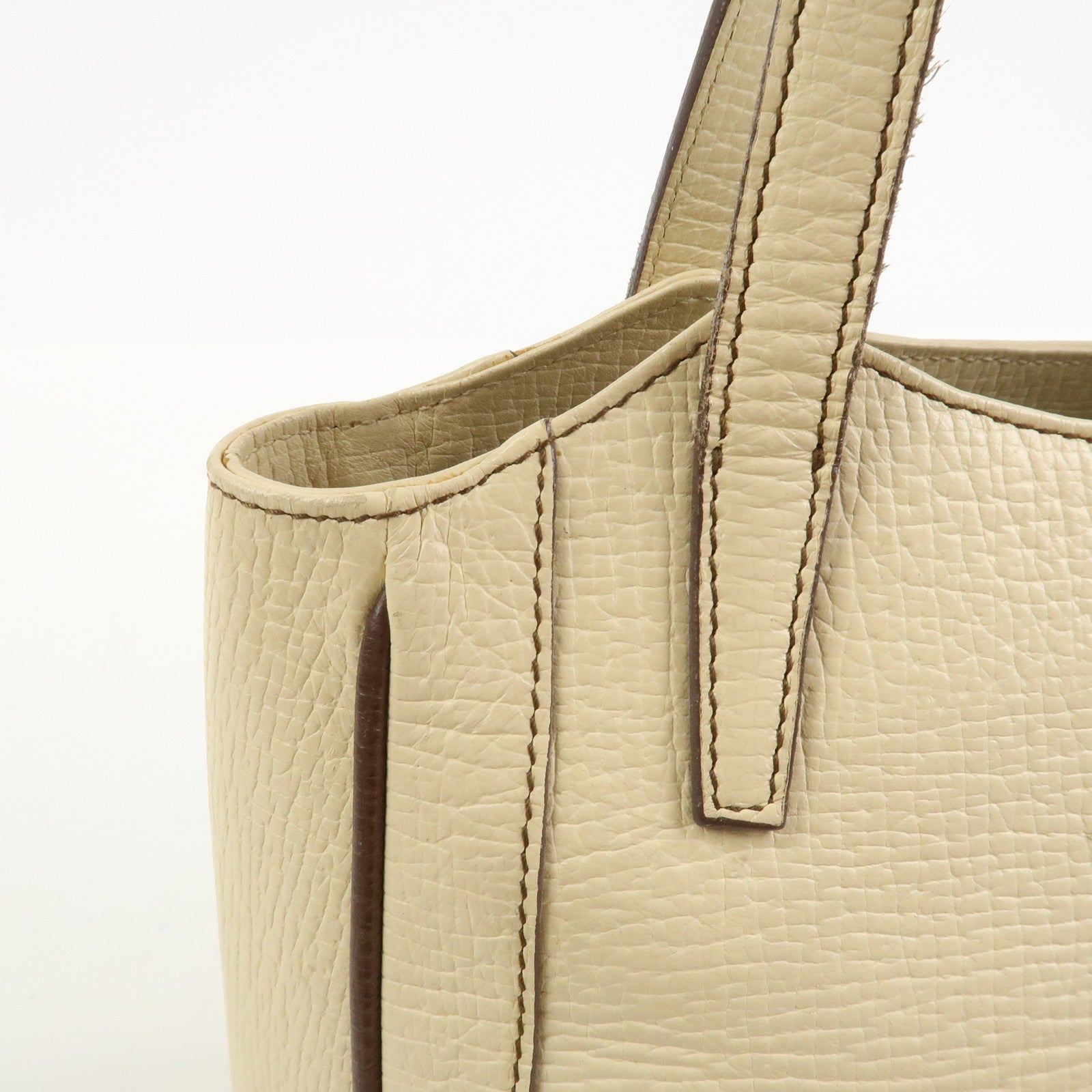 LOEWE Logo Leather Hand Bag Ivory