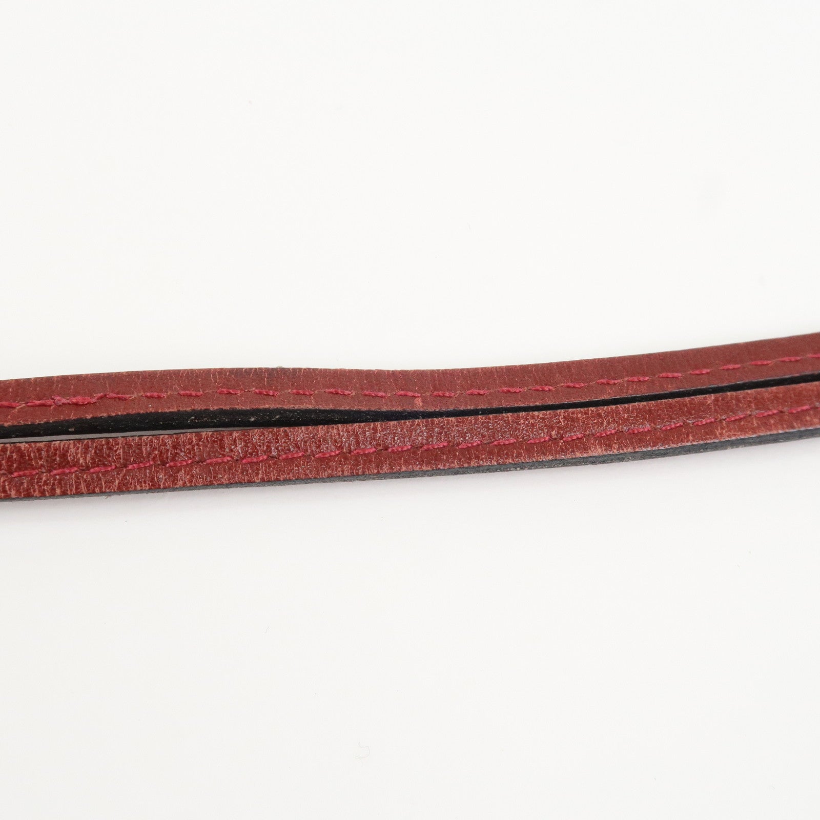 HERMES Vivaldi Heart Cadena Necklace Metal Leather Gold Red