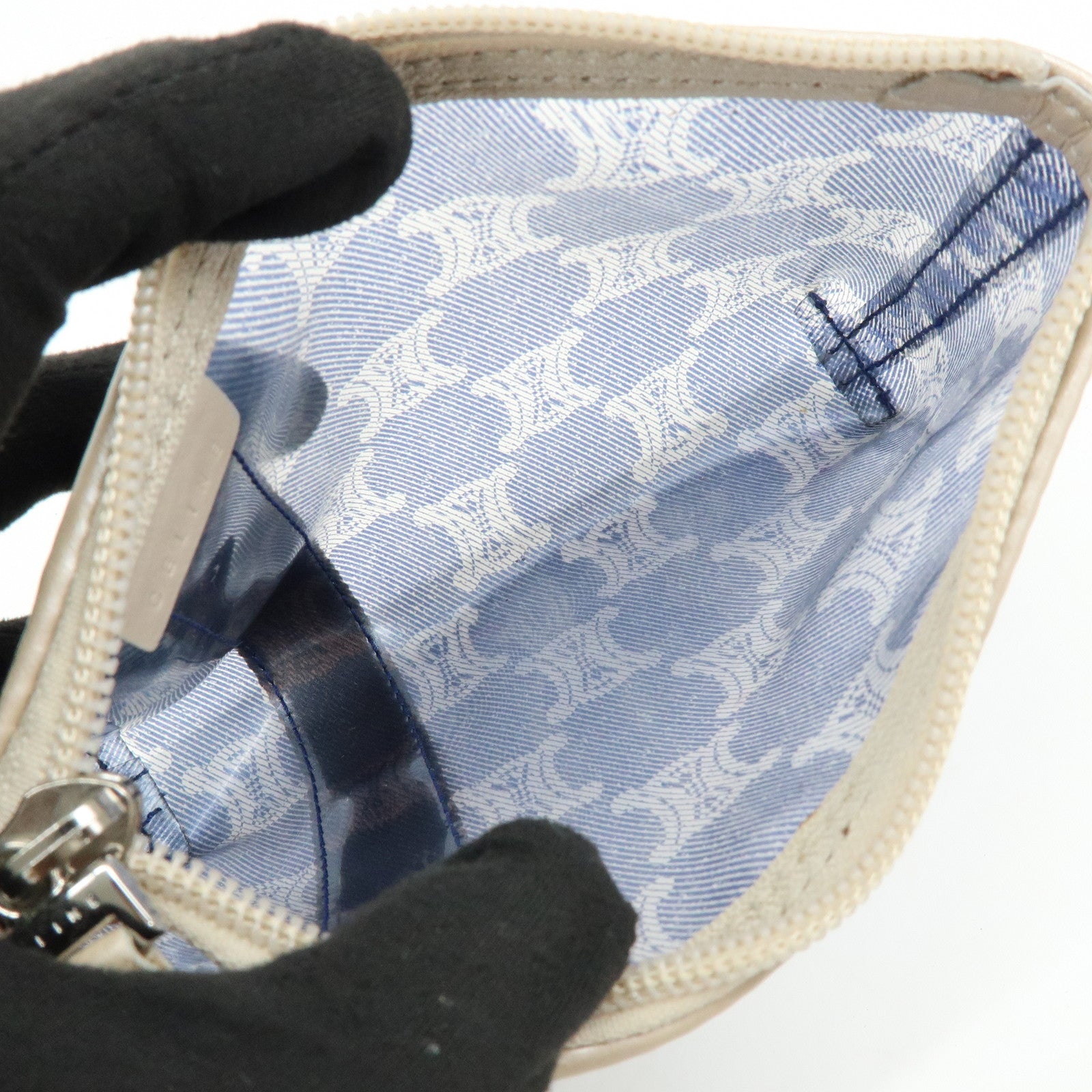 CELINE Macadam Vinyl Leather Tote Bag Hand Bag Blue Brown