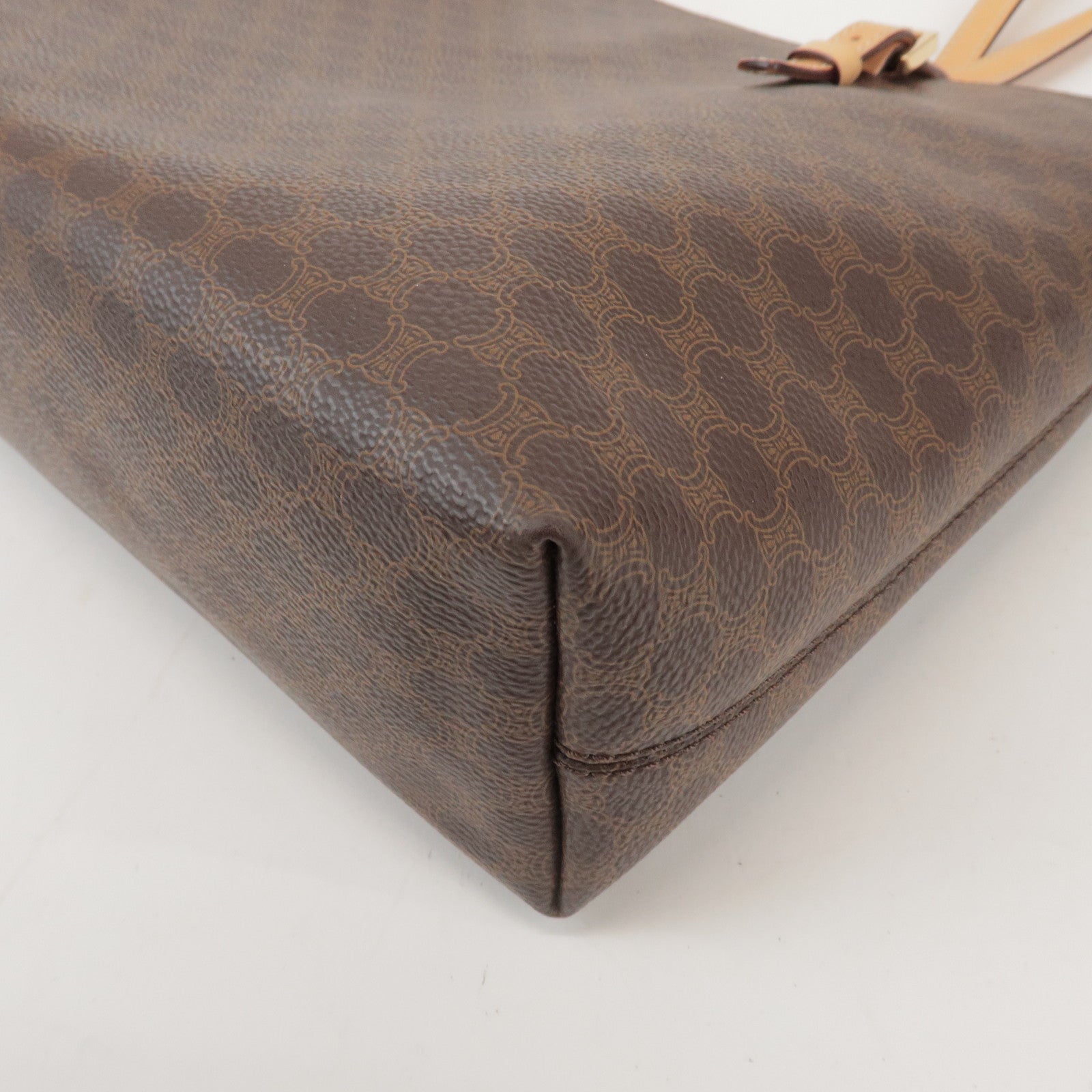 CELINE Macadam PVC Canvas Leather Tote Bag Shoulder Bag Brown