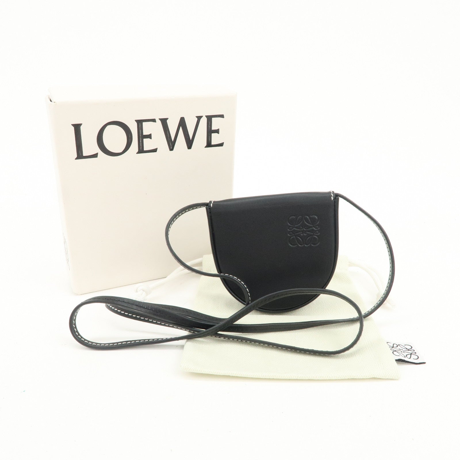 LOEWE Anagram Logo Leather Coin Case Coin Purse Black