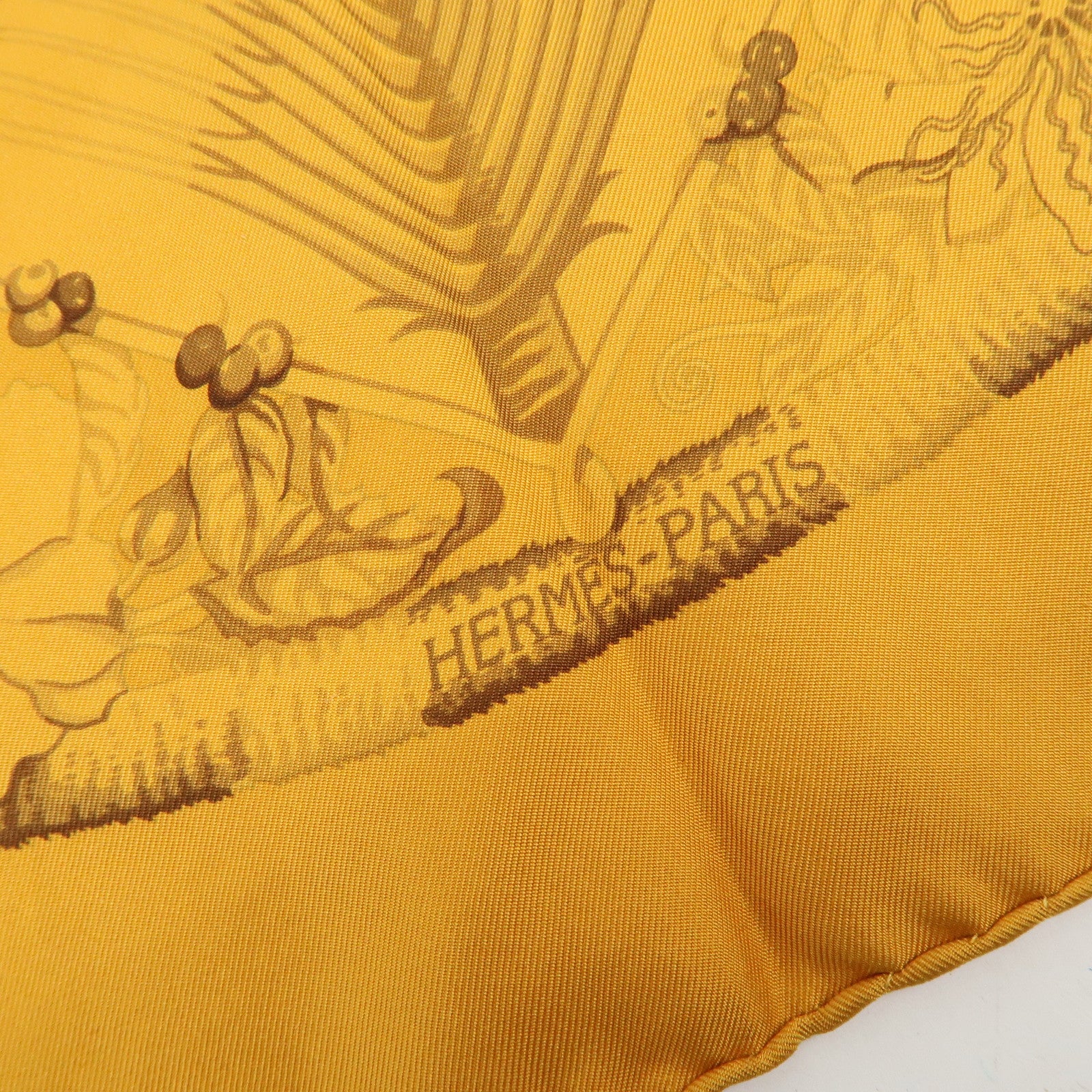 HERMES Carre 90 Silk 100% Aloha Hawaiian Print Scarf Orange