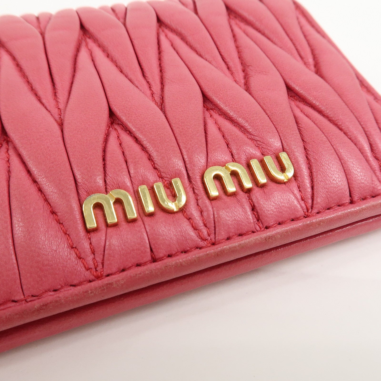 MIU MIU Matelasse Nappa Leather Compact Wallet Pink 5MV204