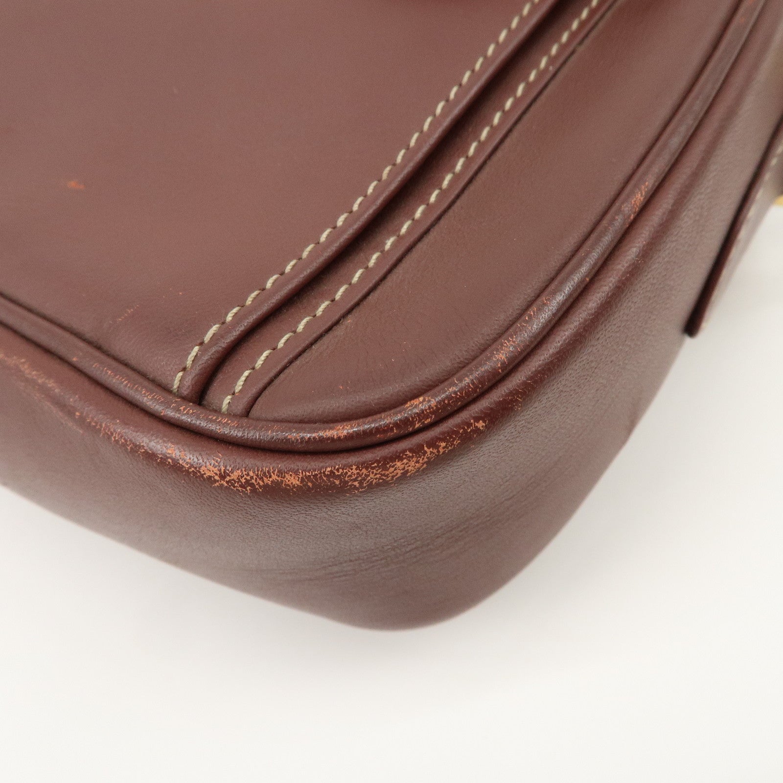 Cartier Must de Cartier Calf Leather Shoulder Bag Burgundy Gold HDW