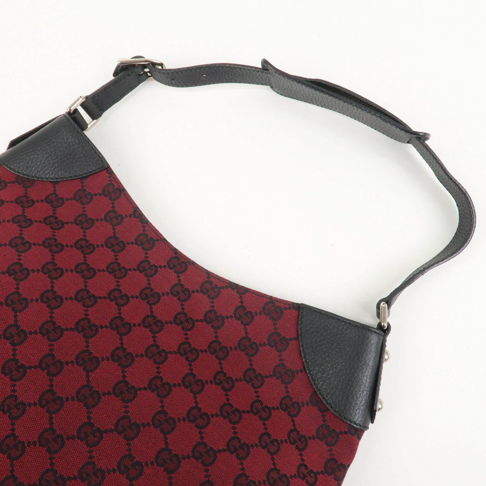 GUCCI GG Canvas Leather Shoulder Bag Red Black 272389