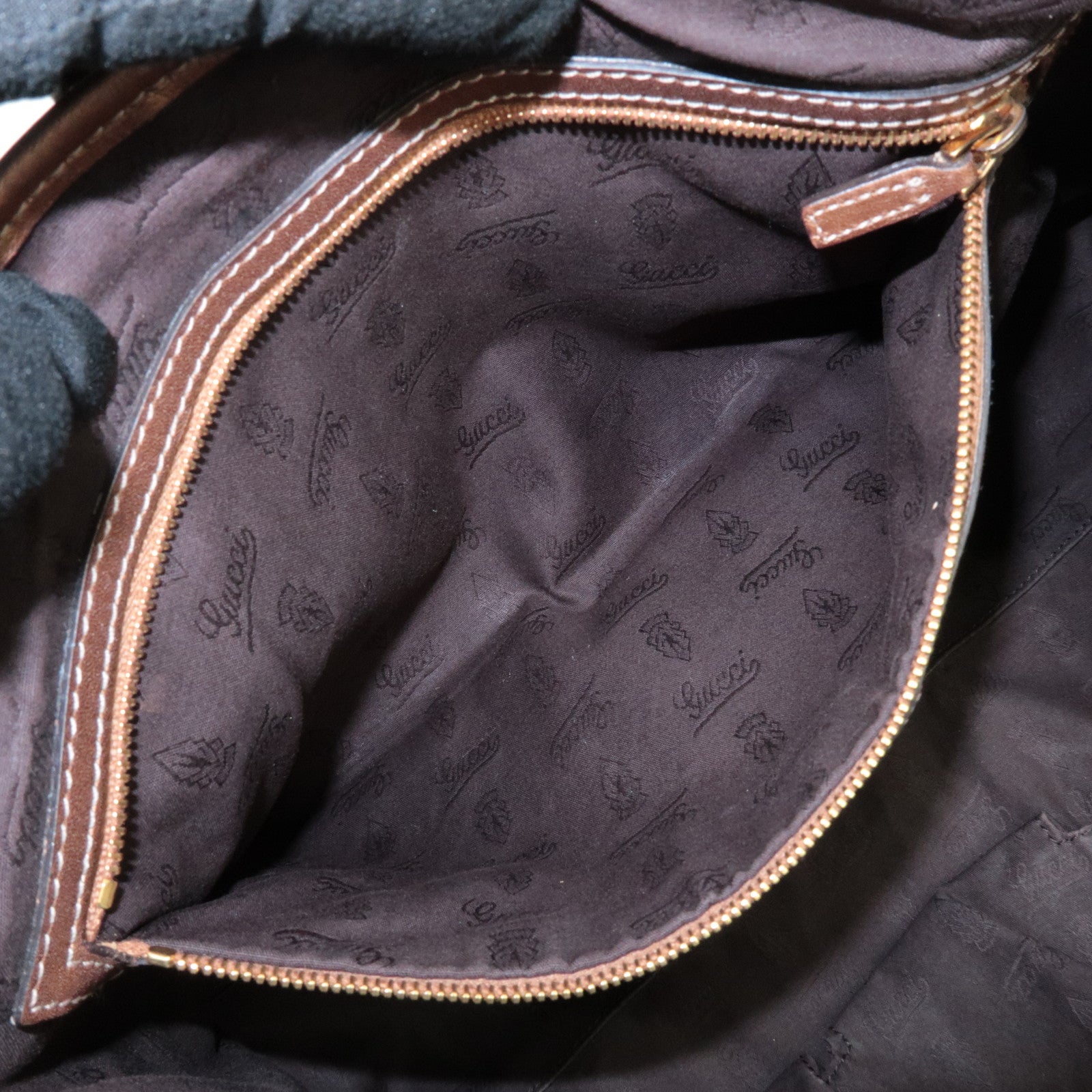 GUCCI GG Twins GG Canvas Leather Tote Bag Beige Bronze 232957 Used