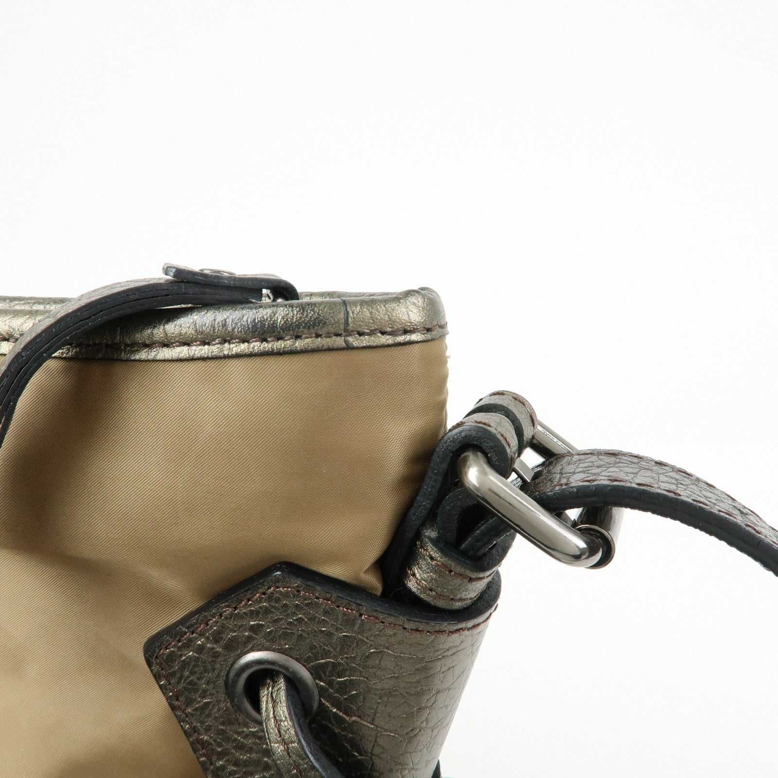 BURBERRY Nylon Leather Shoulder Bag Crossbody Bag Khaki