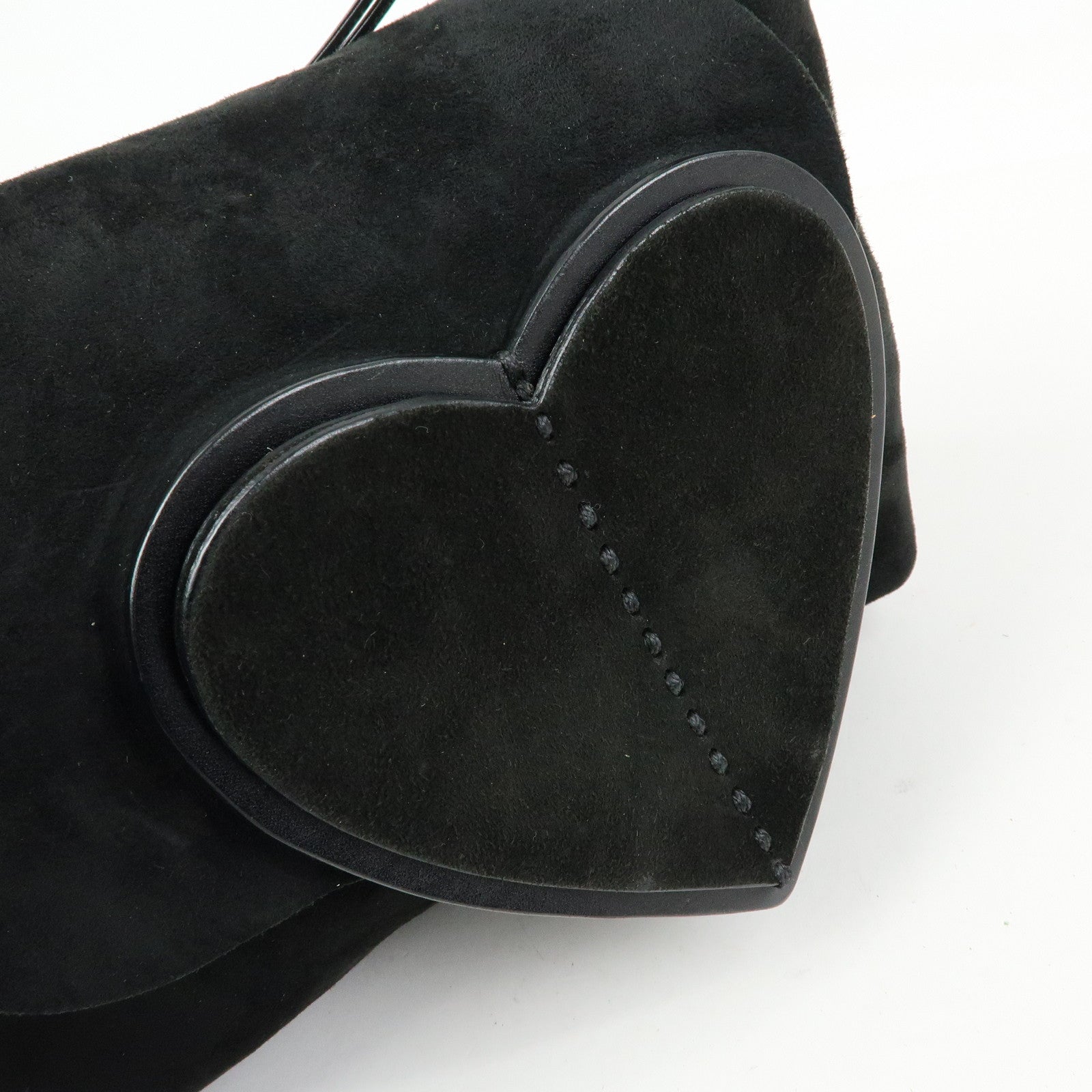 GUCCI Heart Suede Leather Shoulder Bag Crossbody Bag Black 95107