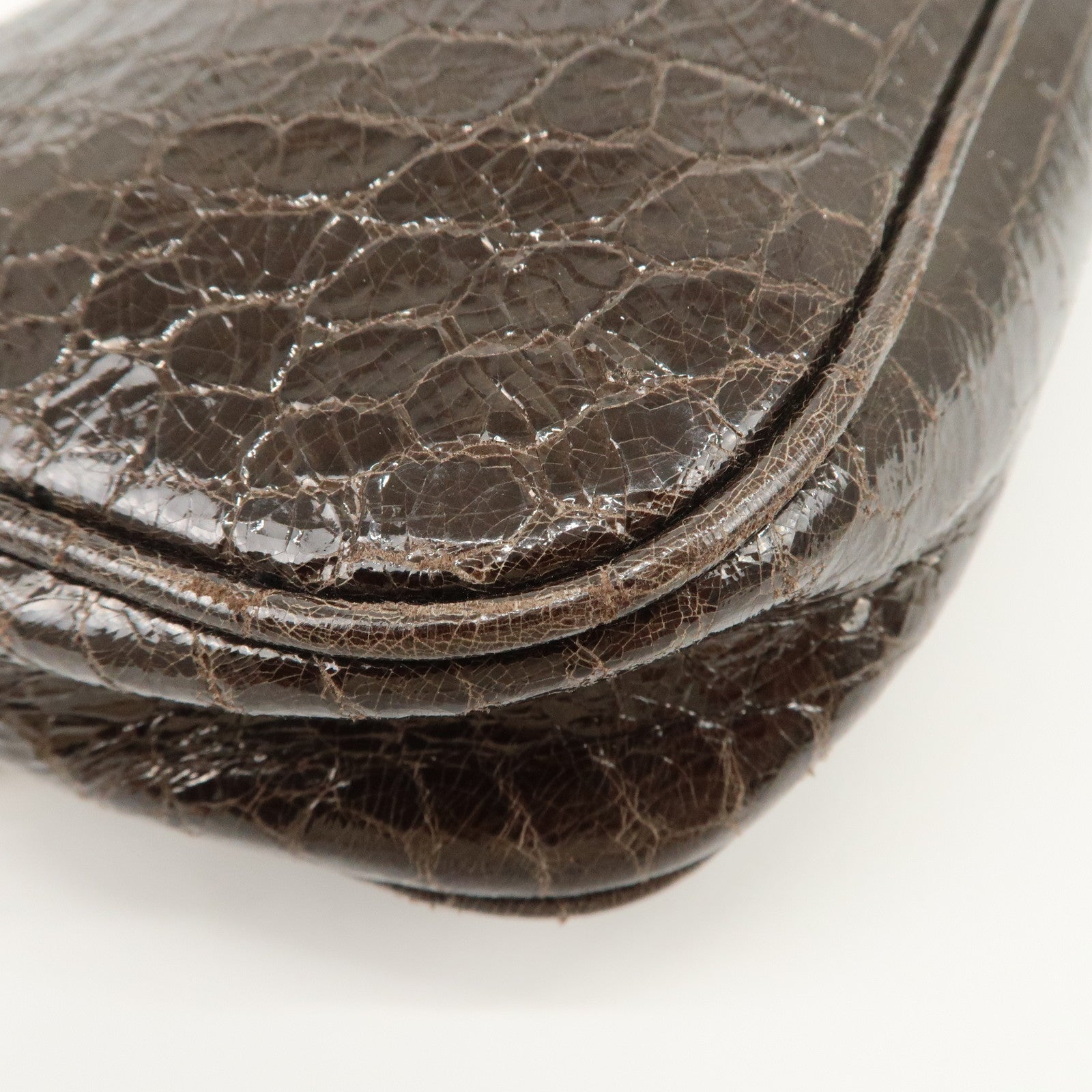 MIU MIU Embossed Leather Shoulder Crossbody Bag Dark Brown 5N1477
