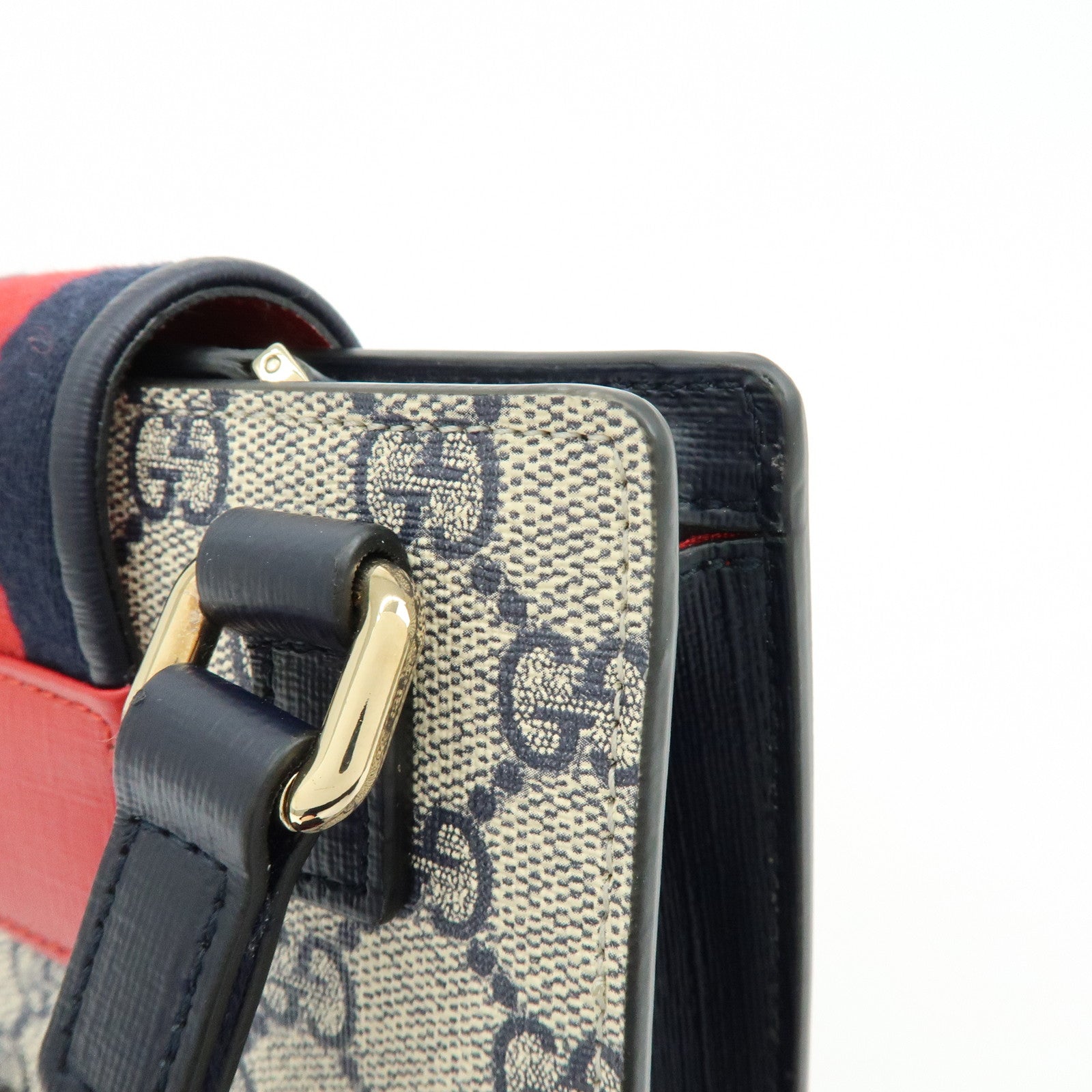GUCCI Sherry Heart GG Supreme Shoulder Bag Beige Navy 293830
