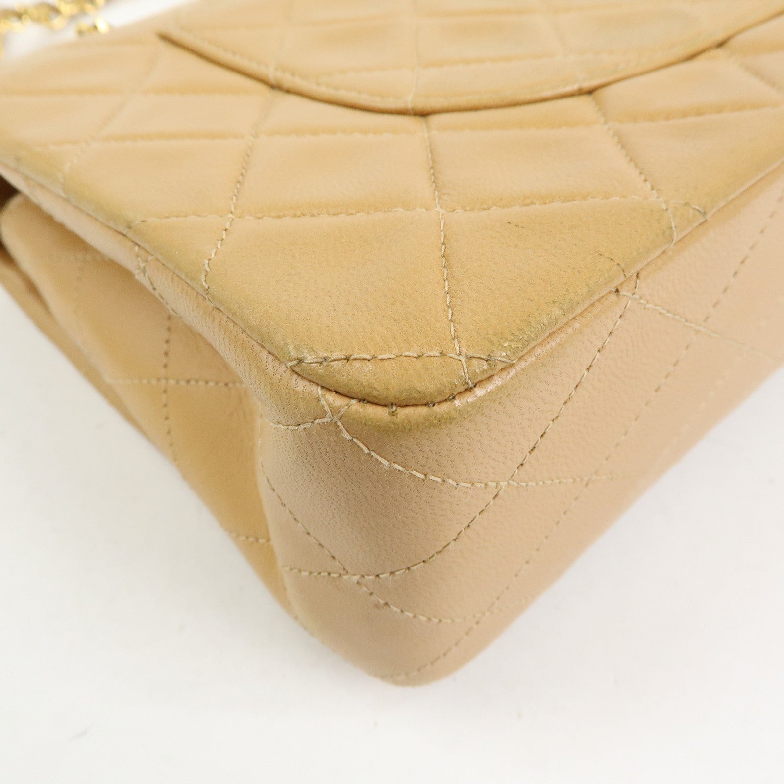 CHANEL Matelasse 25 Double Flap Chain Shoulder Bag Beige A01112