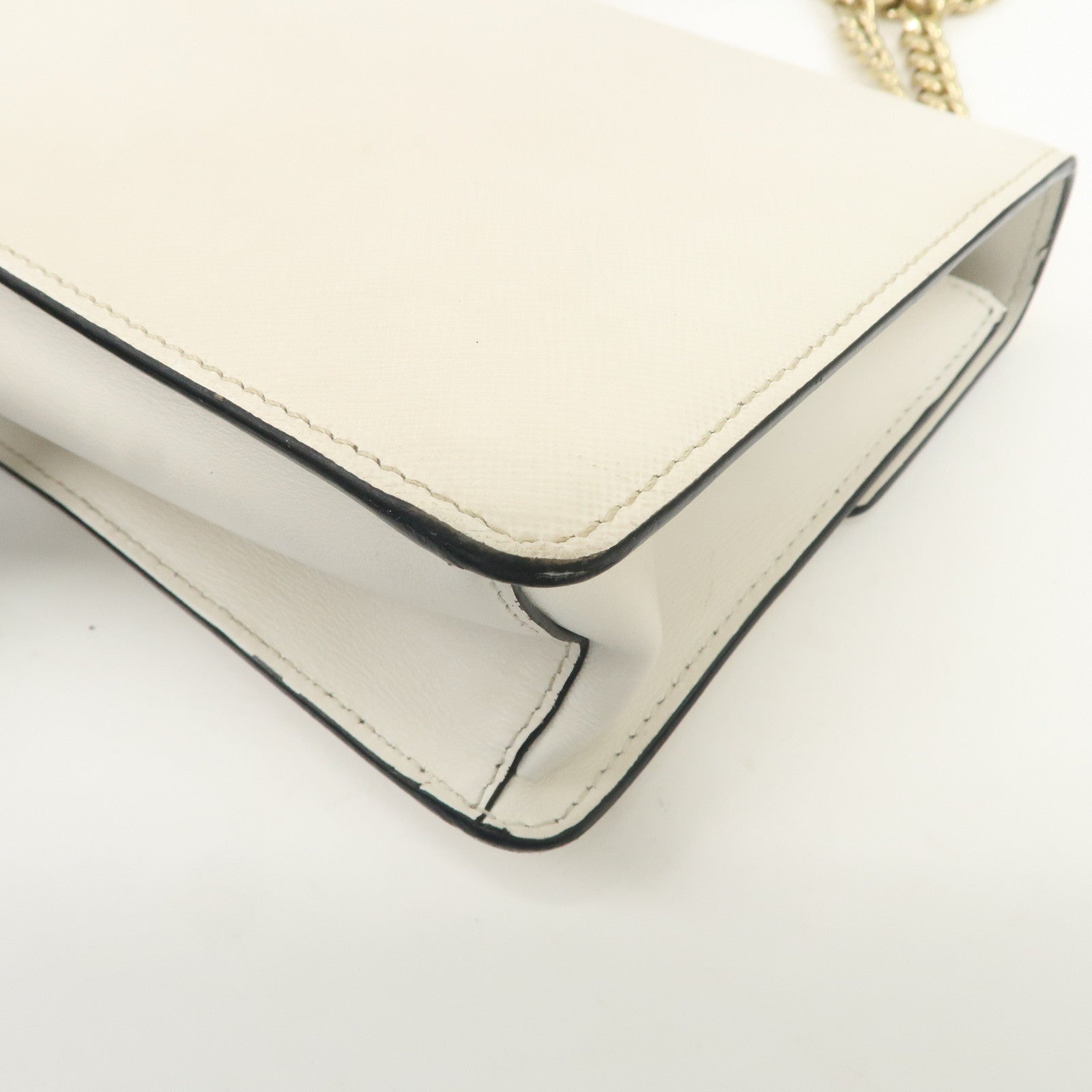PRADA Triangle Logo Saffiano Leather Chain Shoulder Bag 1BD200