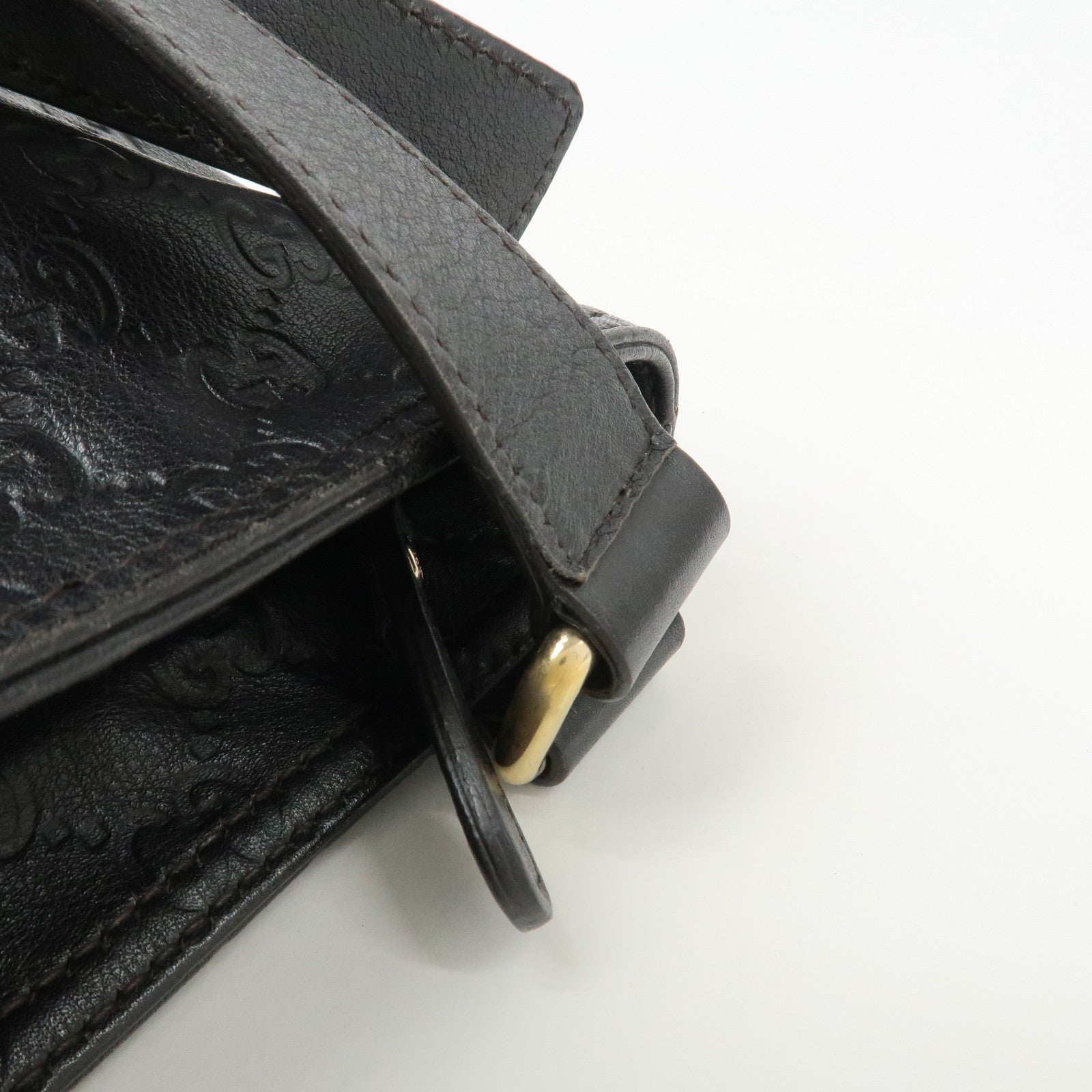 GUCCI Guccissima Leather Shoulder Bag Crossbody Bag Black 201446