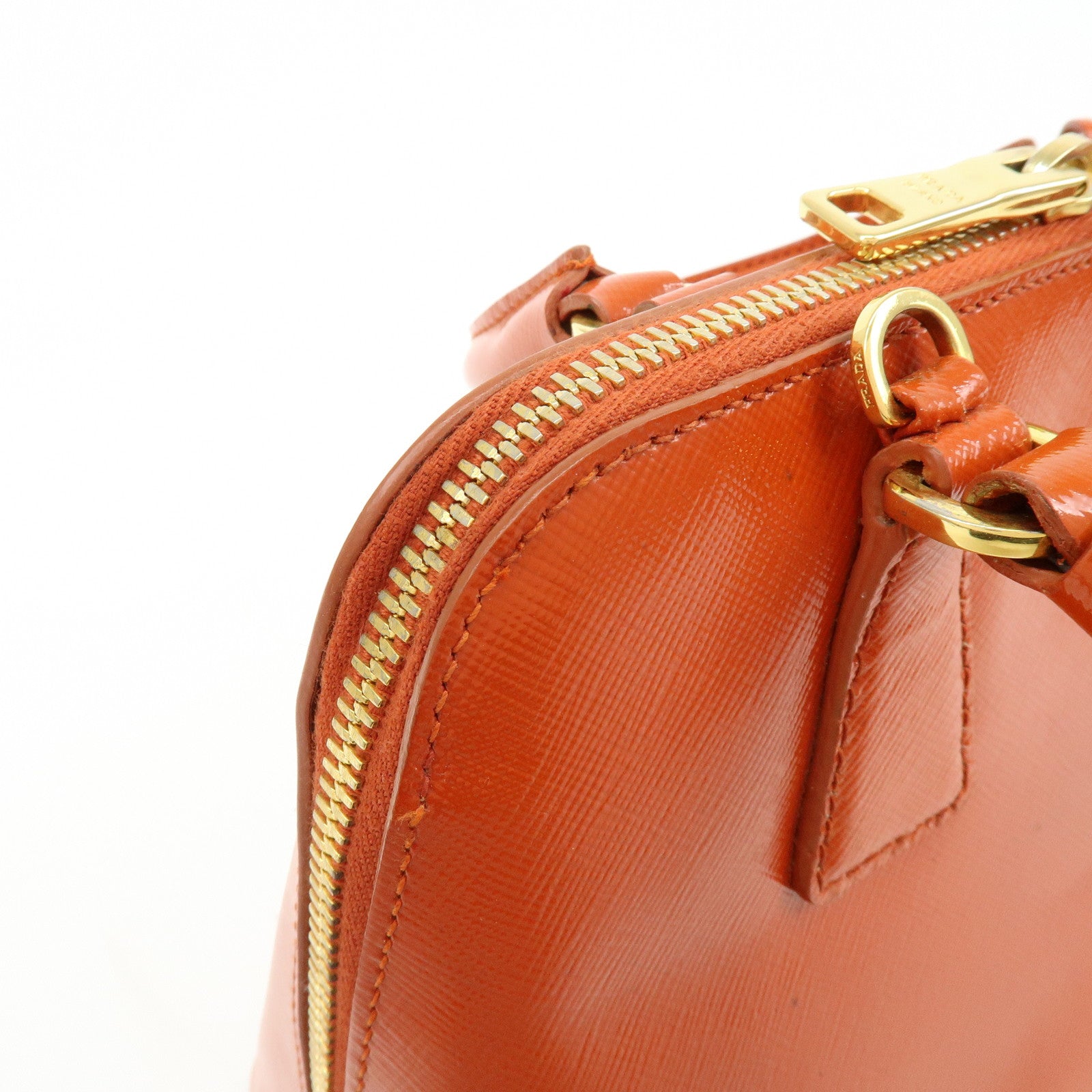 PRADA Triangle Logo Patent Leather 2Way Hand Shoulder Bag BL0838