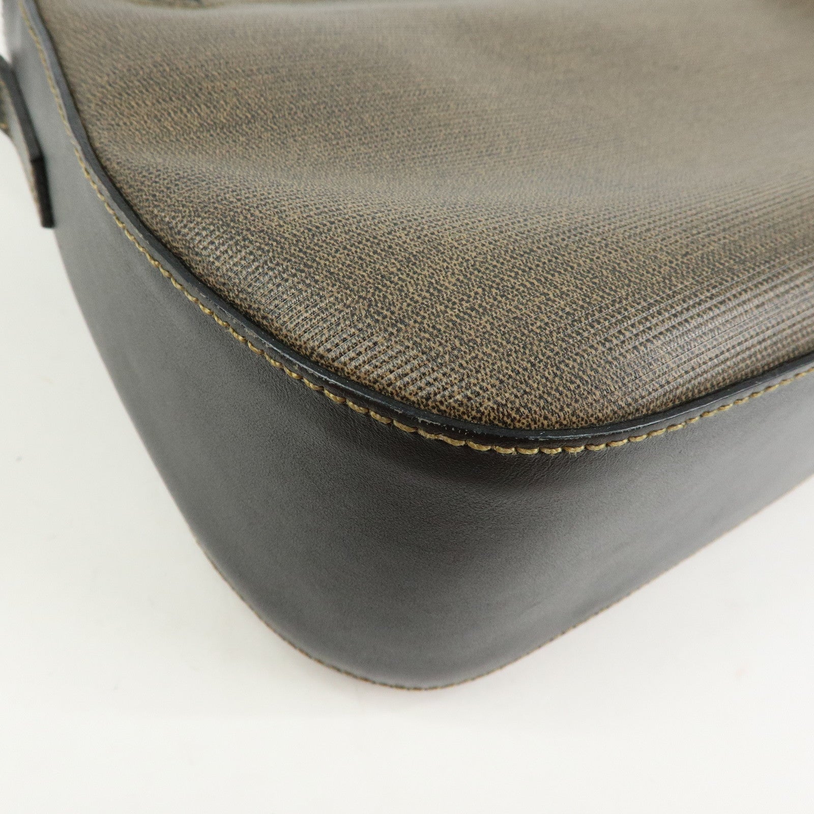 FENDI PVC Canvas Leather Shoulder Bag Crossbody Bag Brown 25933