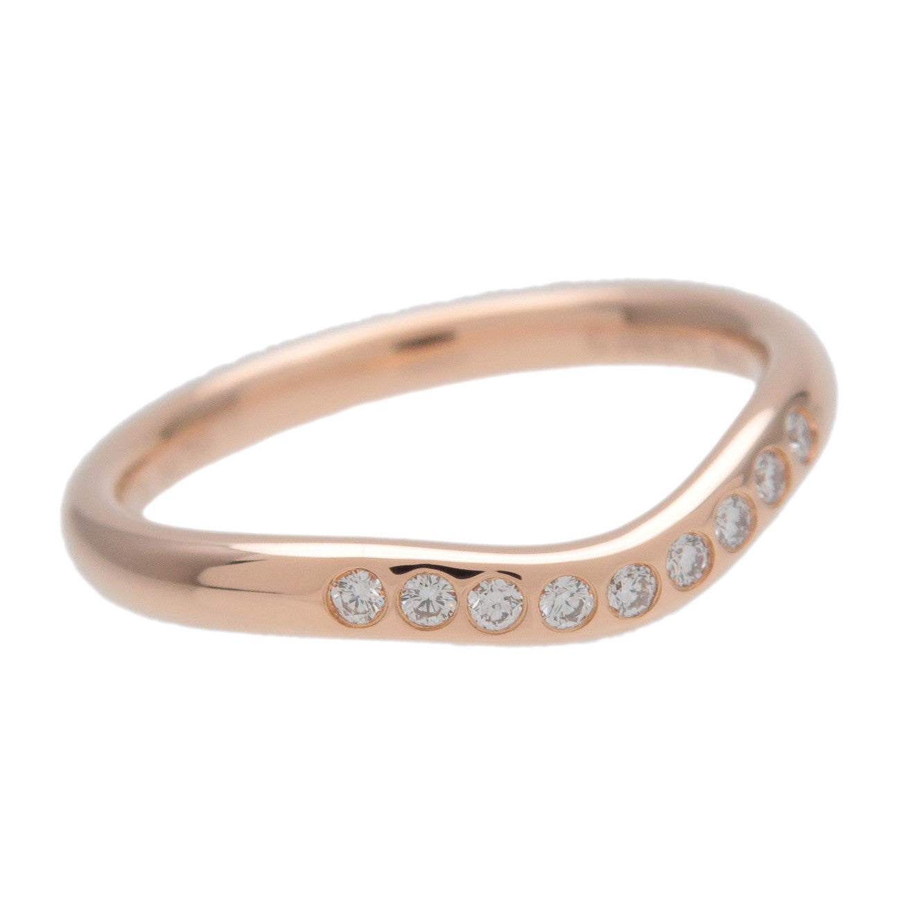 Tiffany & Co Curved Band Ring 9P Diamond K18 Yellow Gold US4.5 EU48