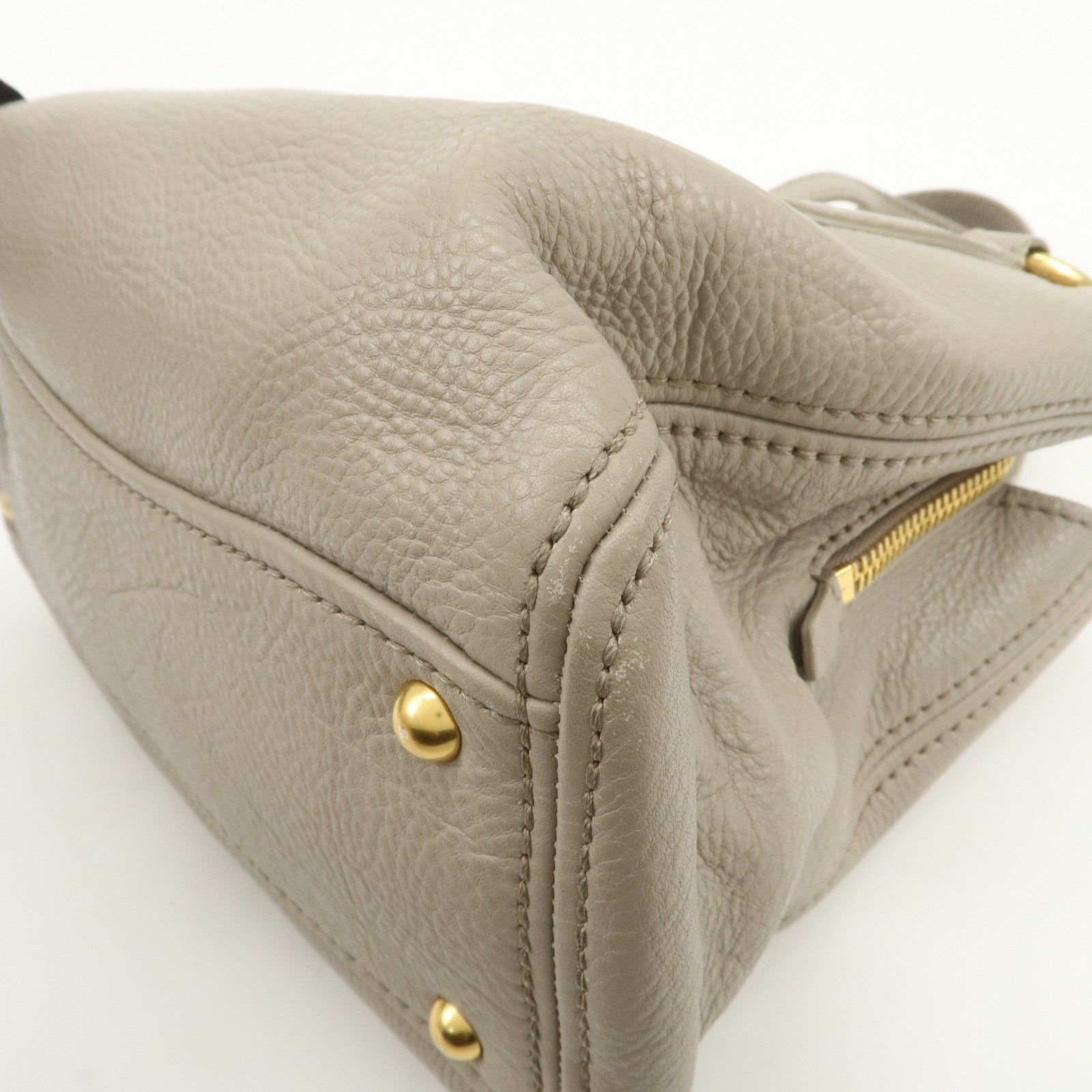MIU MIU Vitello Caribu Leather 2Way Bag Hand Bag Greige RN0757