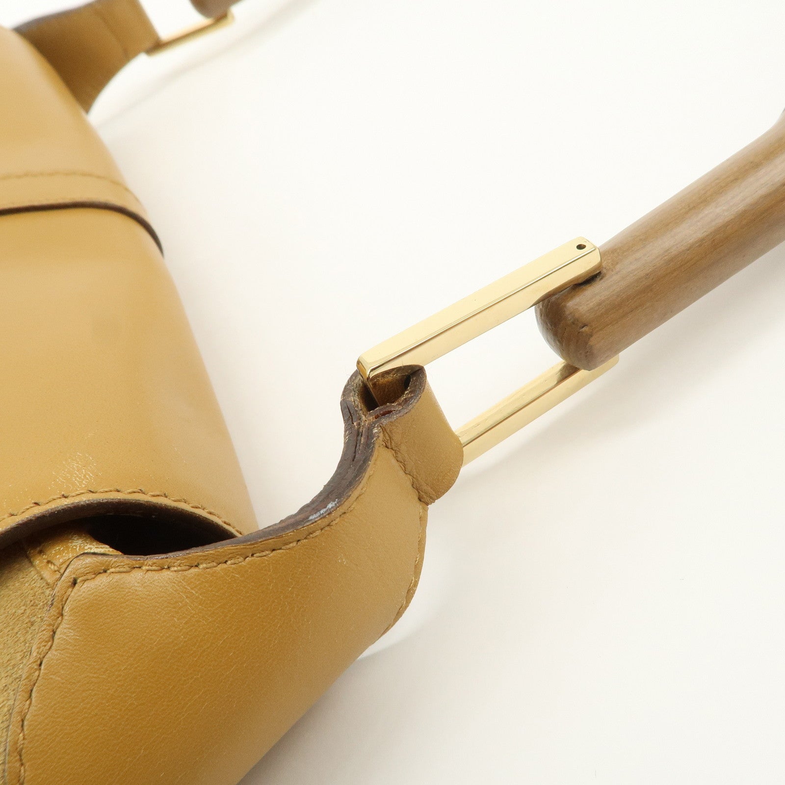 GUCCI Bamboo Suede Leather Kandinsky Shoulder Bag Yellow 001・4096