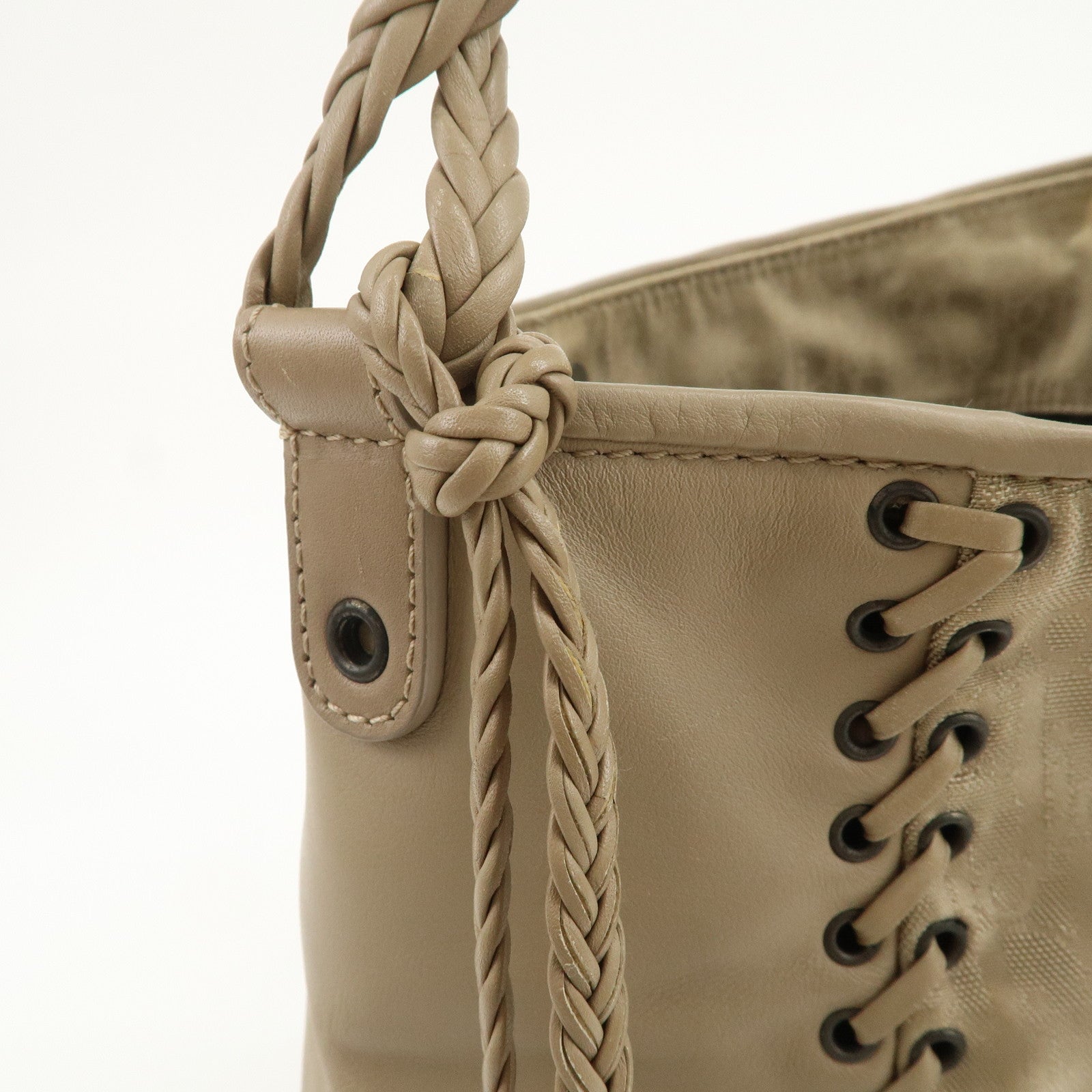 Christian Dior Trotter Nylon Leather Shoulder Bag Hand Bag Beige