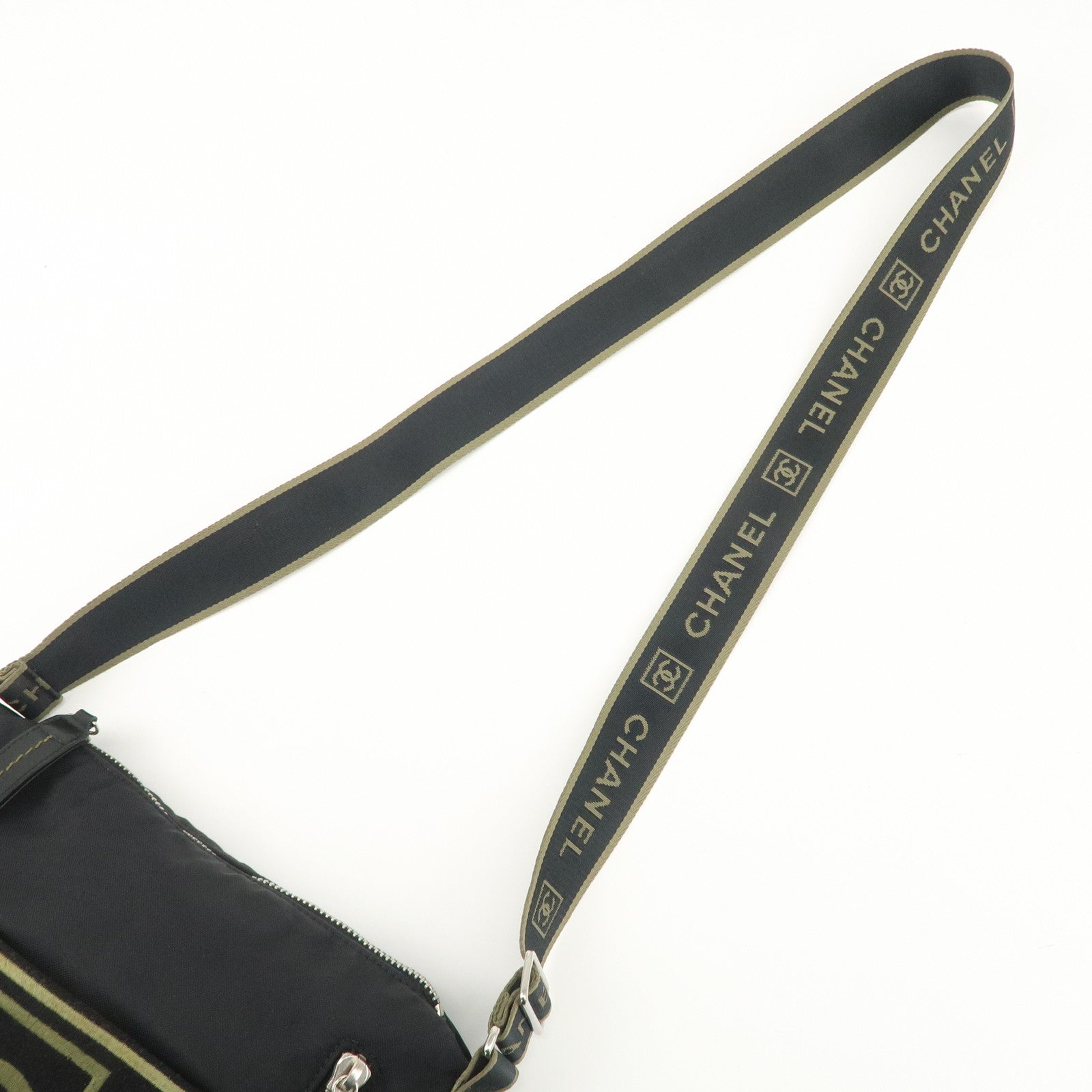 CHANEL Chanel Sports Line Nylon Shoulder Crossbody Bag Khaki 10462052 Used