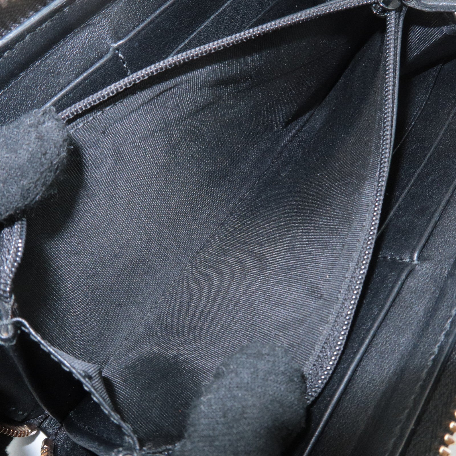 GUCCI Micro Guccissima Leather Zip Around Long Wallet Black 449391 Used