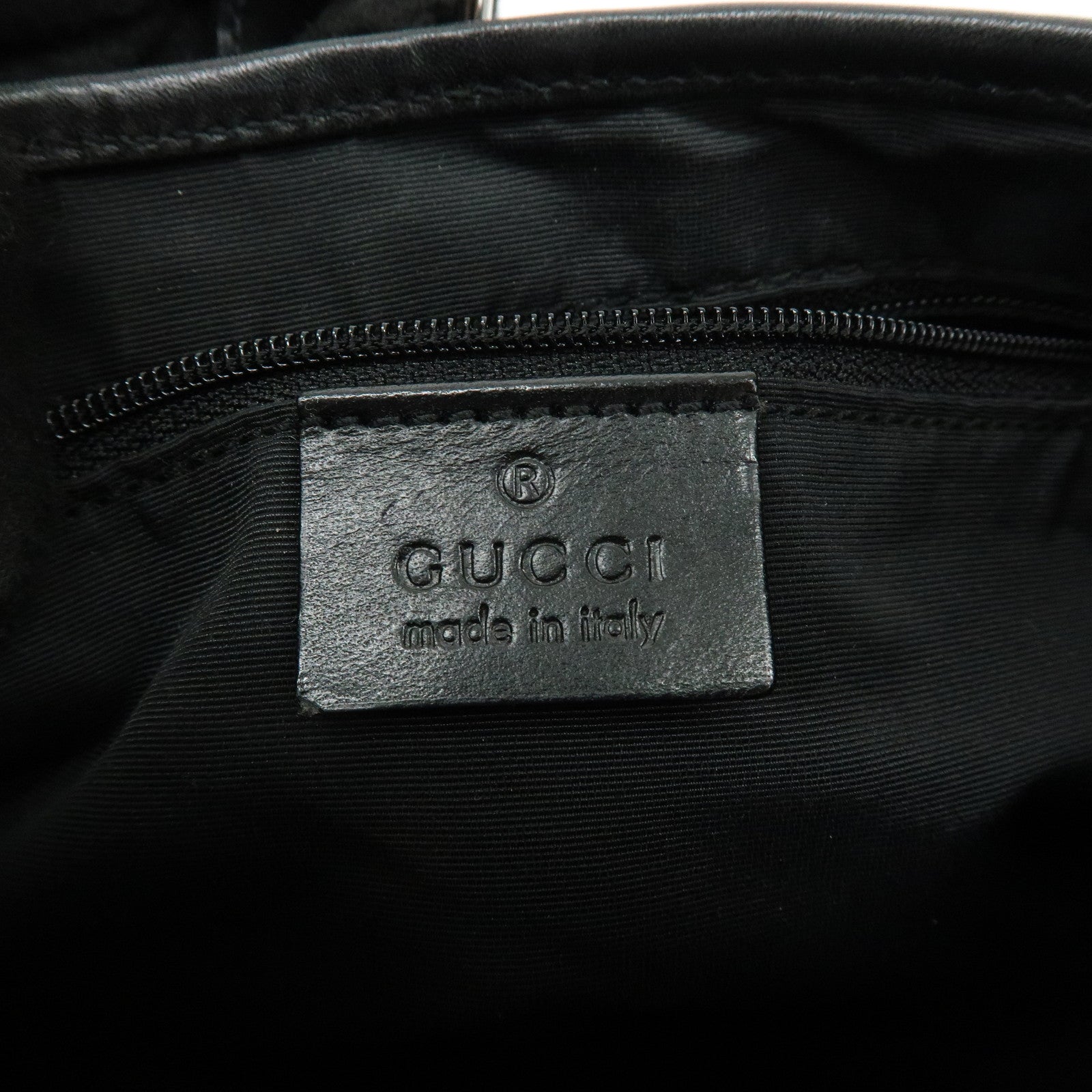 GUCCI Jackie GG Denim Leather Shoulder Bag Black 01147・001013