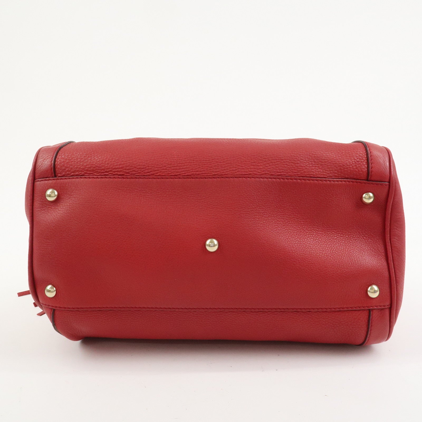 GUCCI SOHO Interlocking G Leather Boston Bag Hand Bag Red 282302