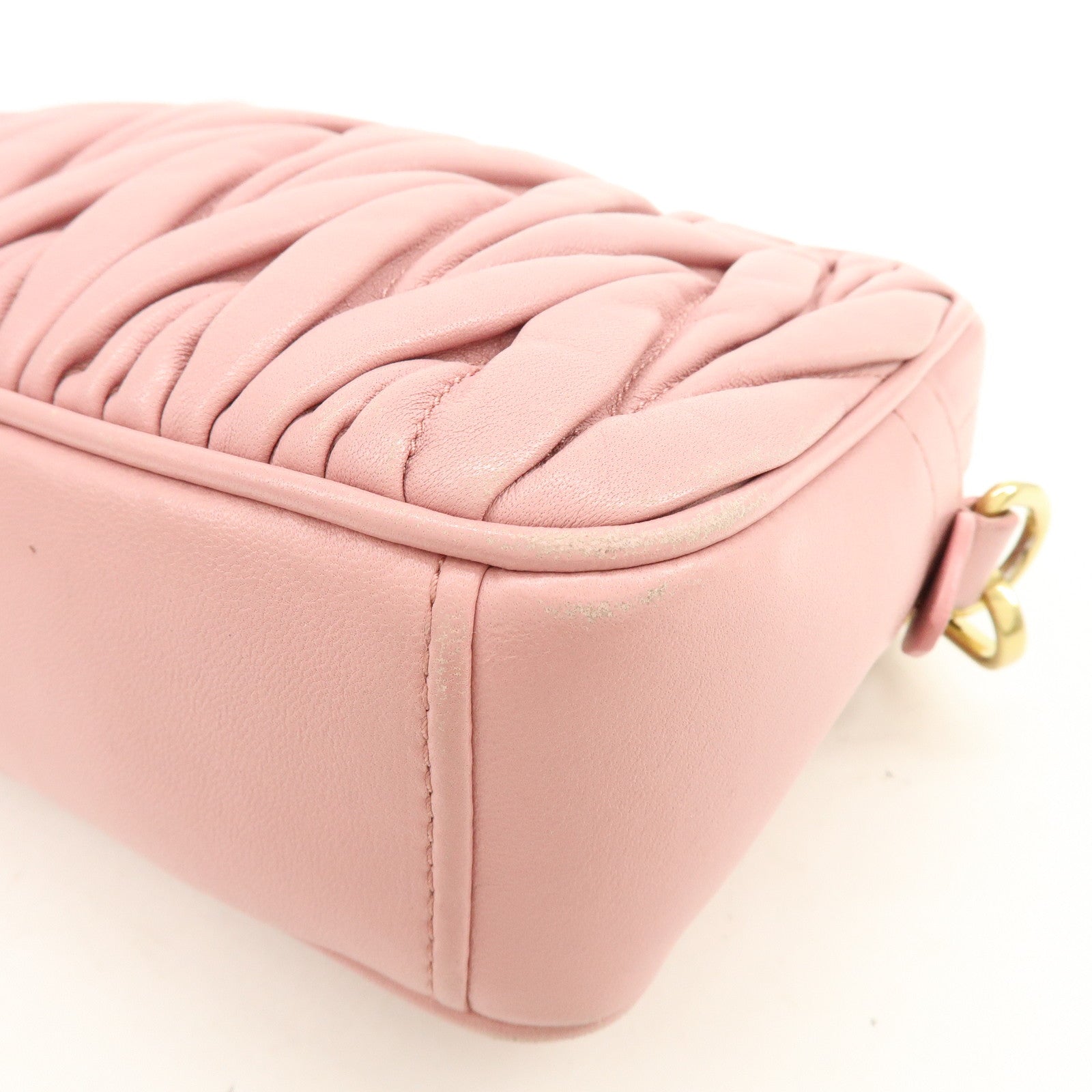 MIU MIU Matelasse Leather Chain Shoulder Bag Pink