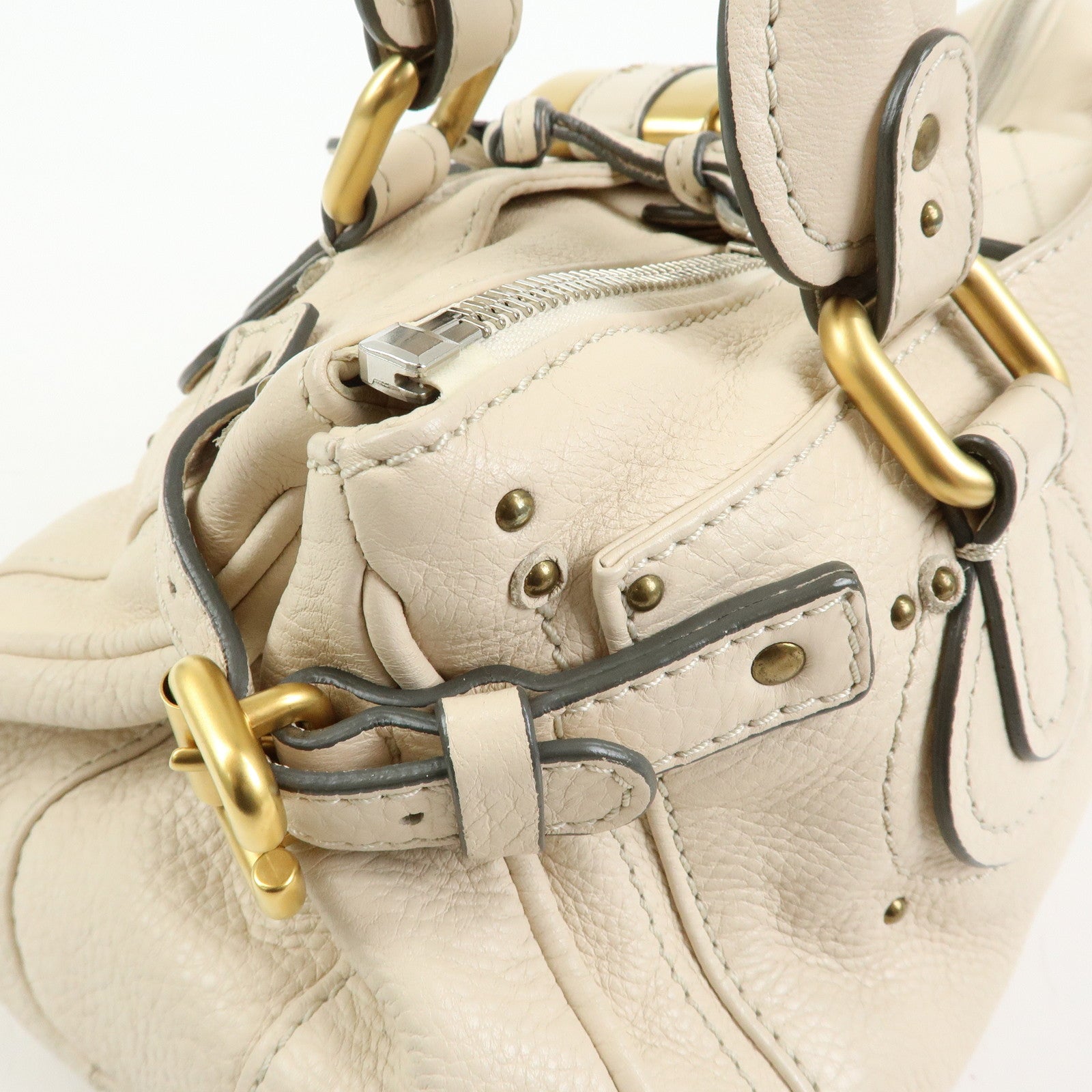 Chloe Paddington Leather Medium Hand Bag Shoulder Bag Ivory