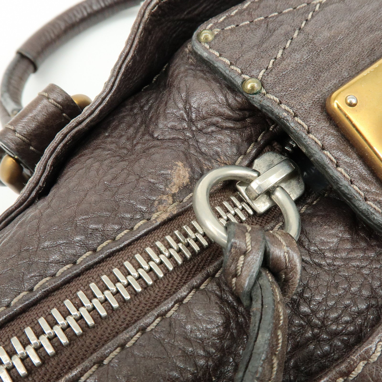 Chloe Paddington Leather Tote Bag Shoulder Bag Dark Brown