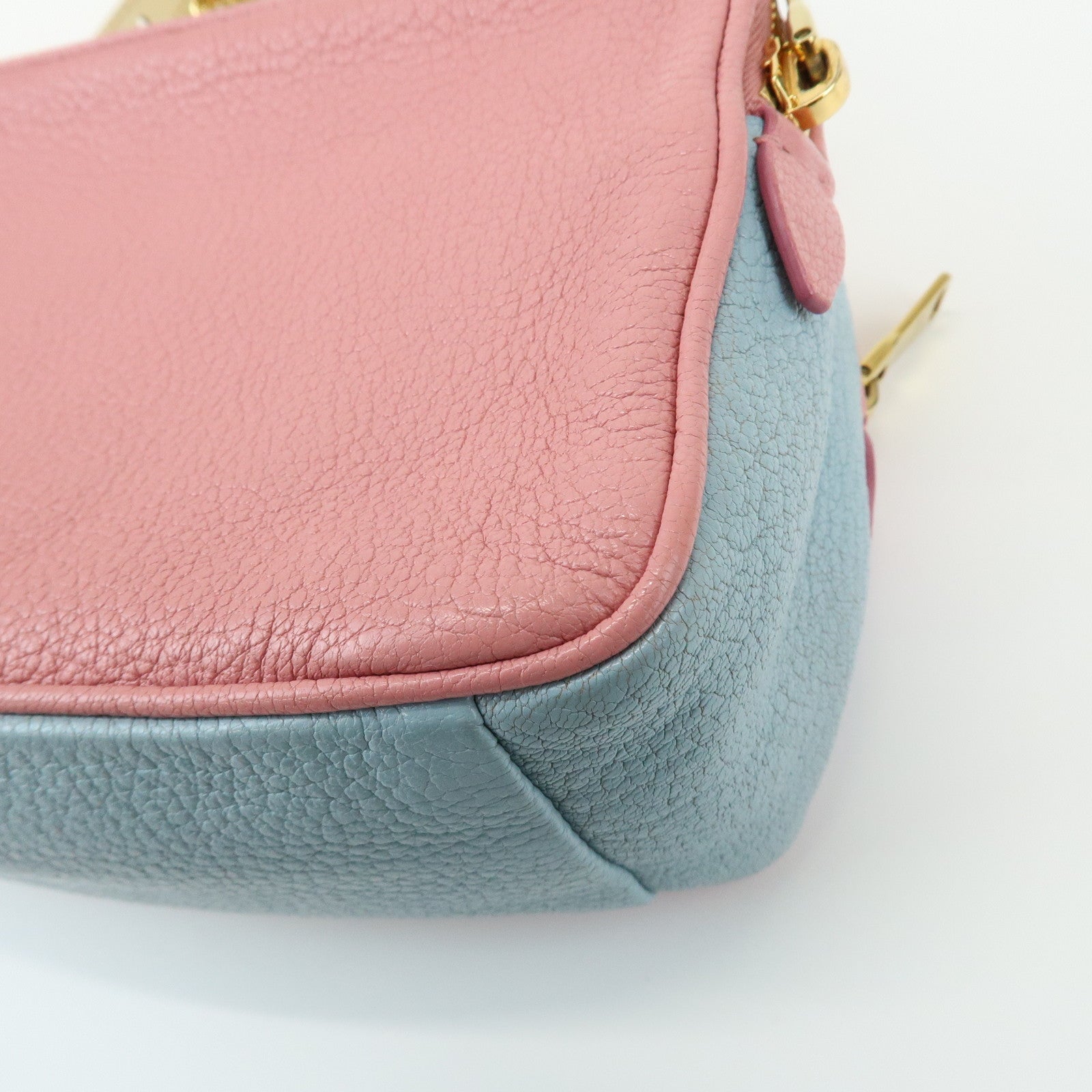 MIU MIU Camera Bag Chain Shoulder Bag Pink Light Blue