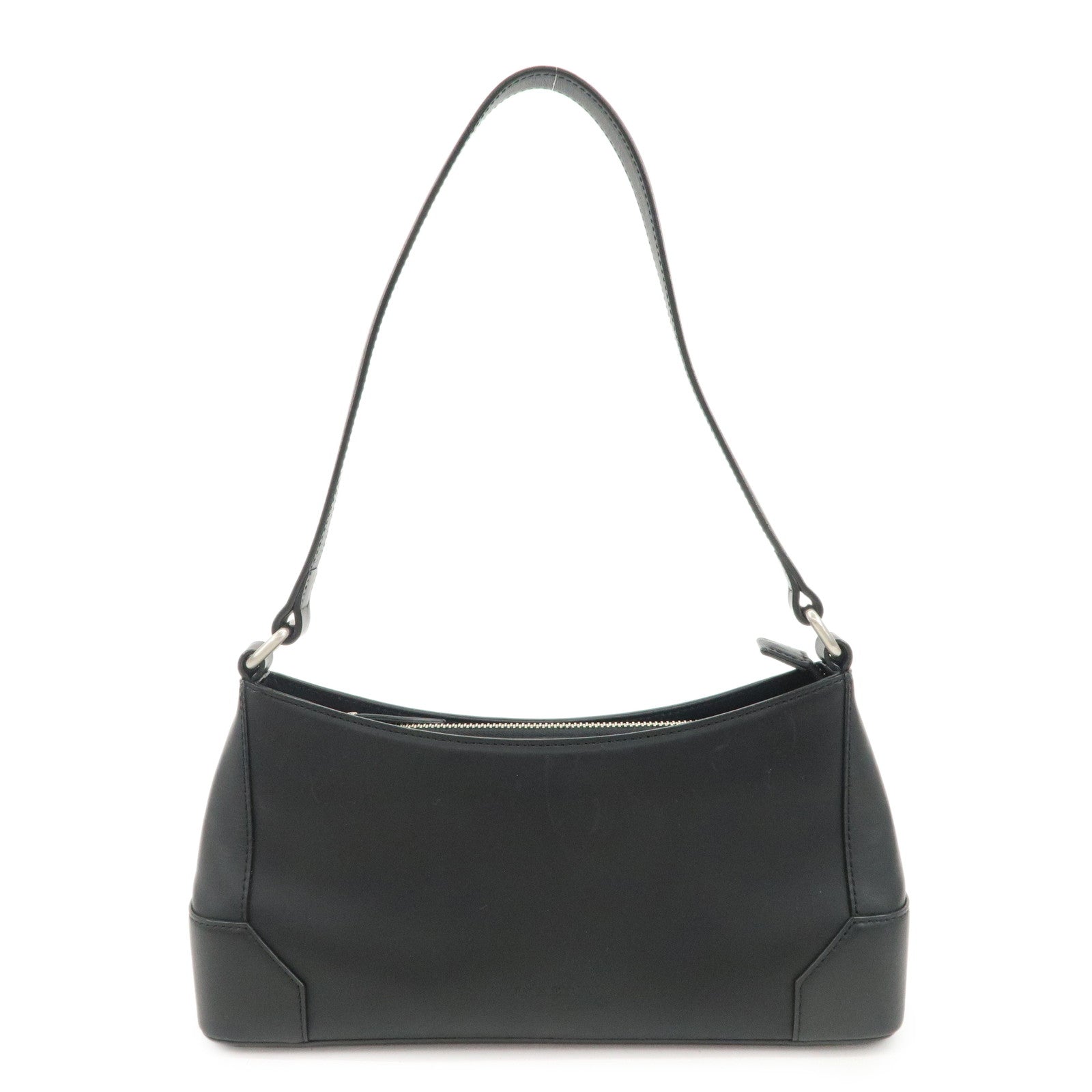 BUBERRY Logo Leather Shoulder Bag Hand Bag Black Used