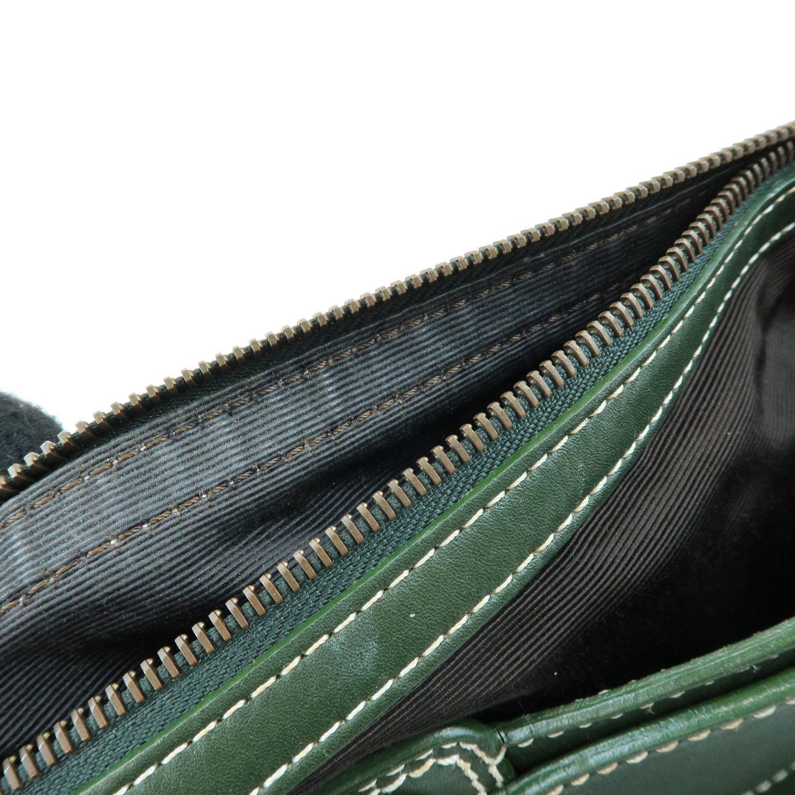 CELINE Boogie Bag Leather Hand Bag Tote Bag Dark Green