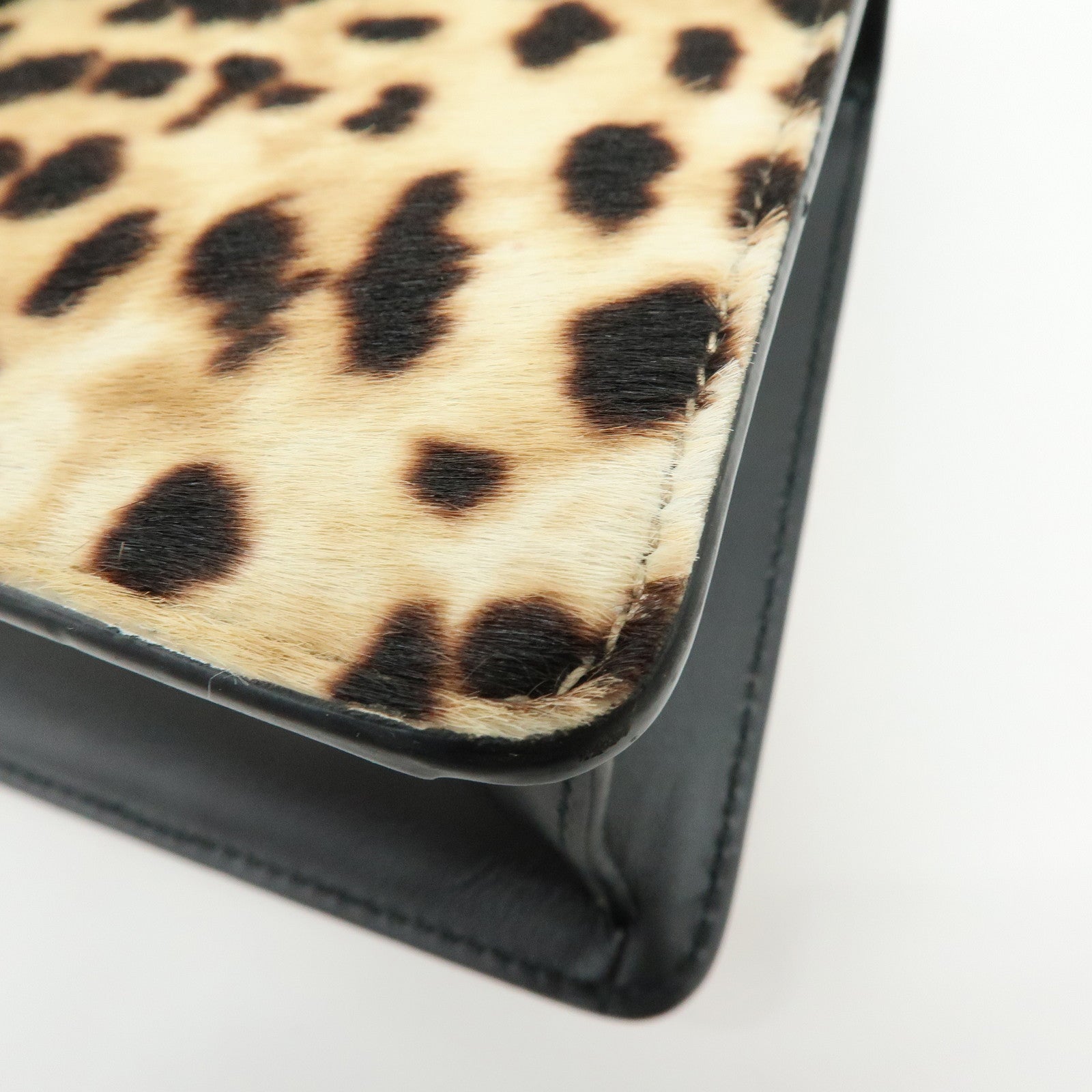 GUCCI Sherry Sylvie Pony Hair Leather 2Way Hand Bag Leopard 470270