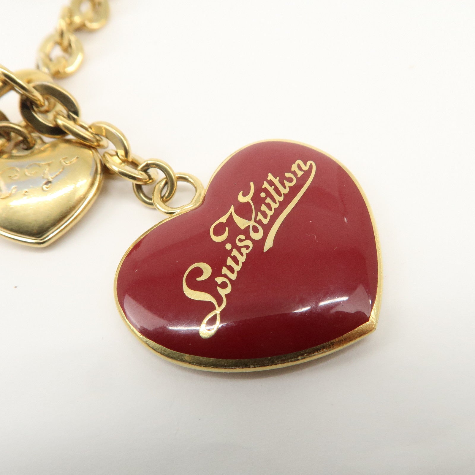 Louis Vuitton Porte Cles Coeur Rayures Bag Charm Red M66476 Used