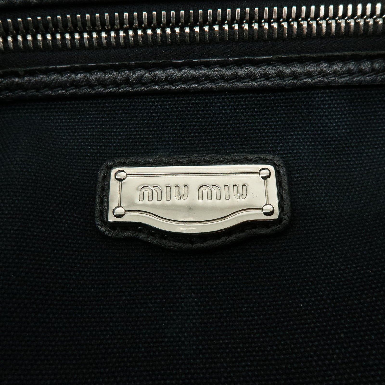 MIU MIU Leather Tote Bag Shoulder Bag Hand Black RR1934